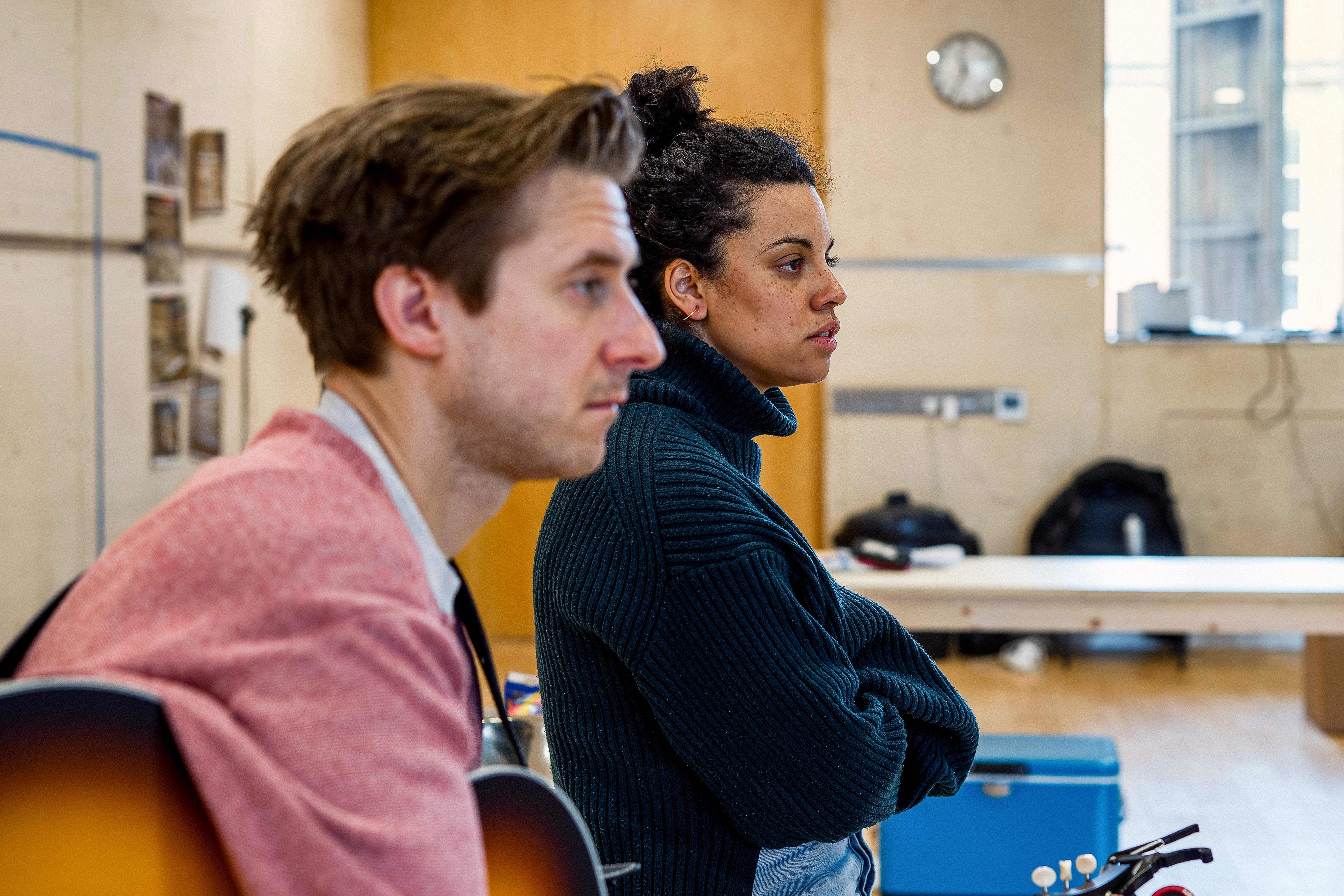 Arthur Darvill (Curly McLain) and Anoushka Lucas (Laurey Williams) in rehearsal