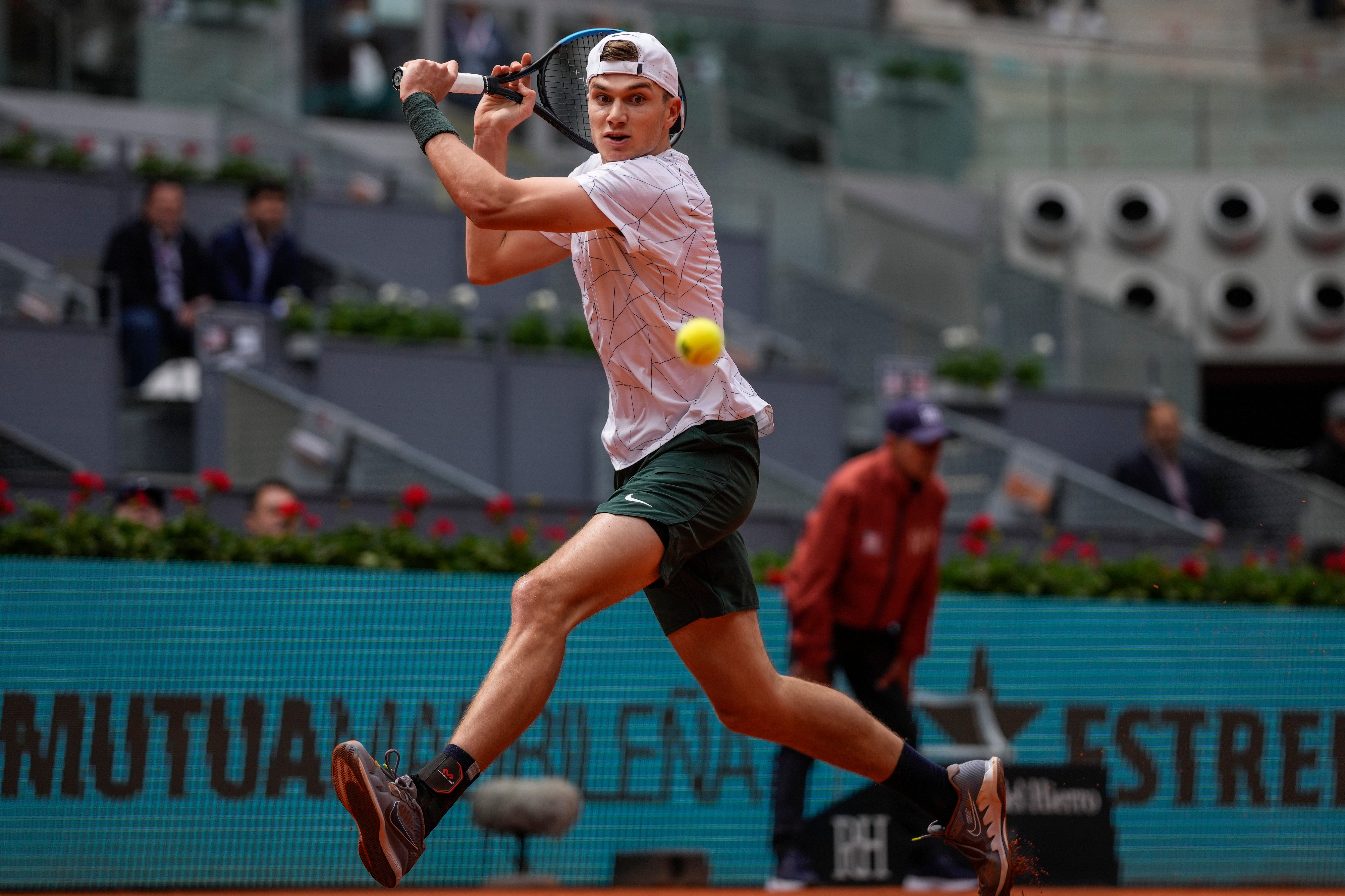 Jack Draper pushed sixth seed Andrey Rublev all the way in Madrid (Bernat Armangue/AP)