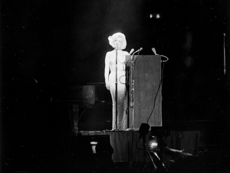 Marilyn Monroe at JFK’s birthday concert at Madison Square Garden in New York in 1962