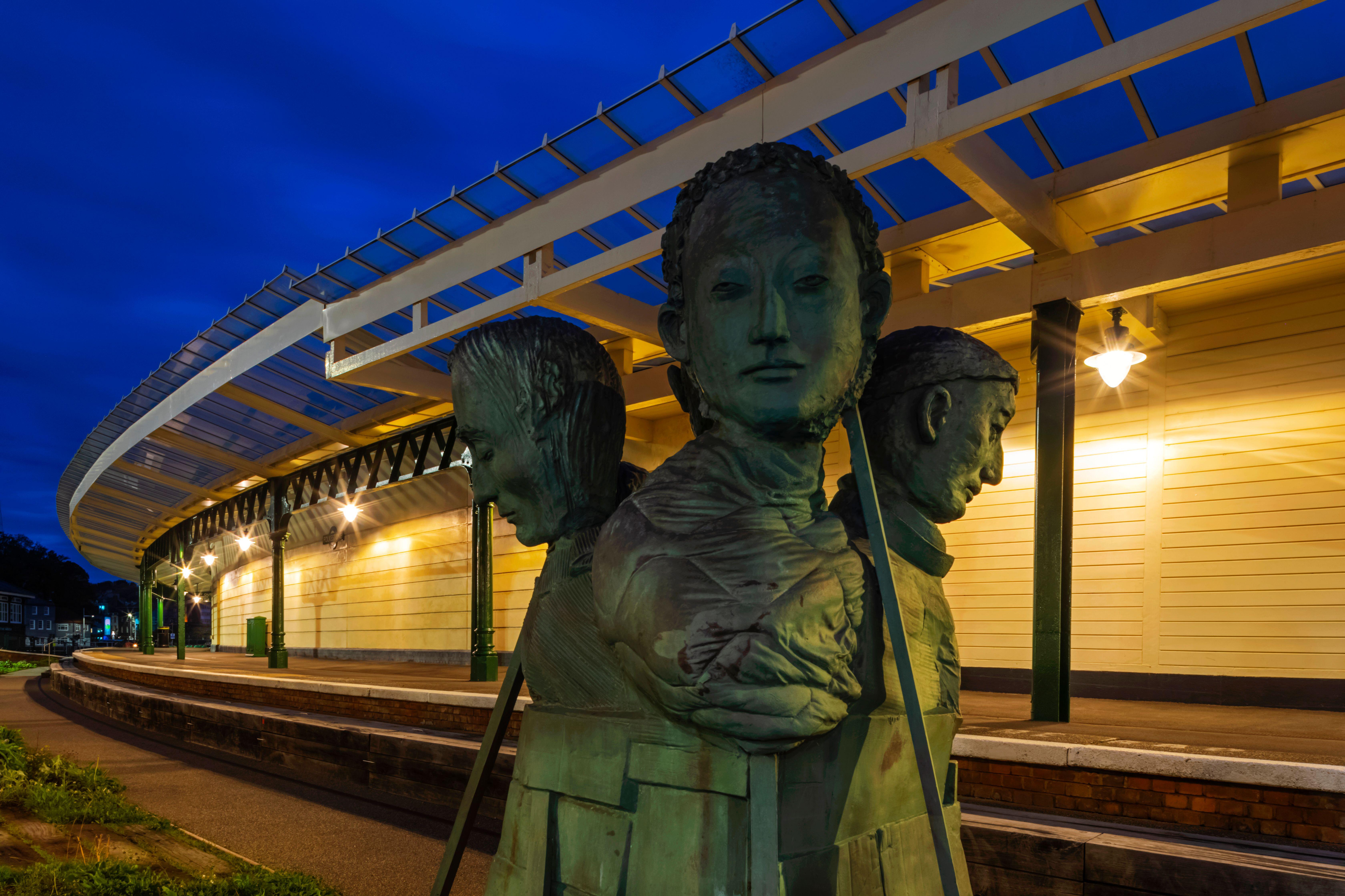 ‘The Rug People’ by Paloma Varga Weisz sits at the disused Folkestone Harbour train station