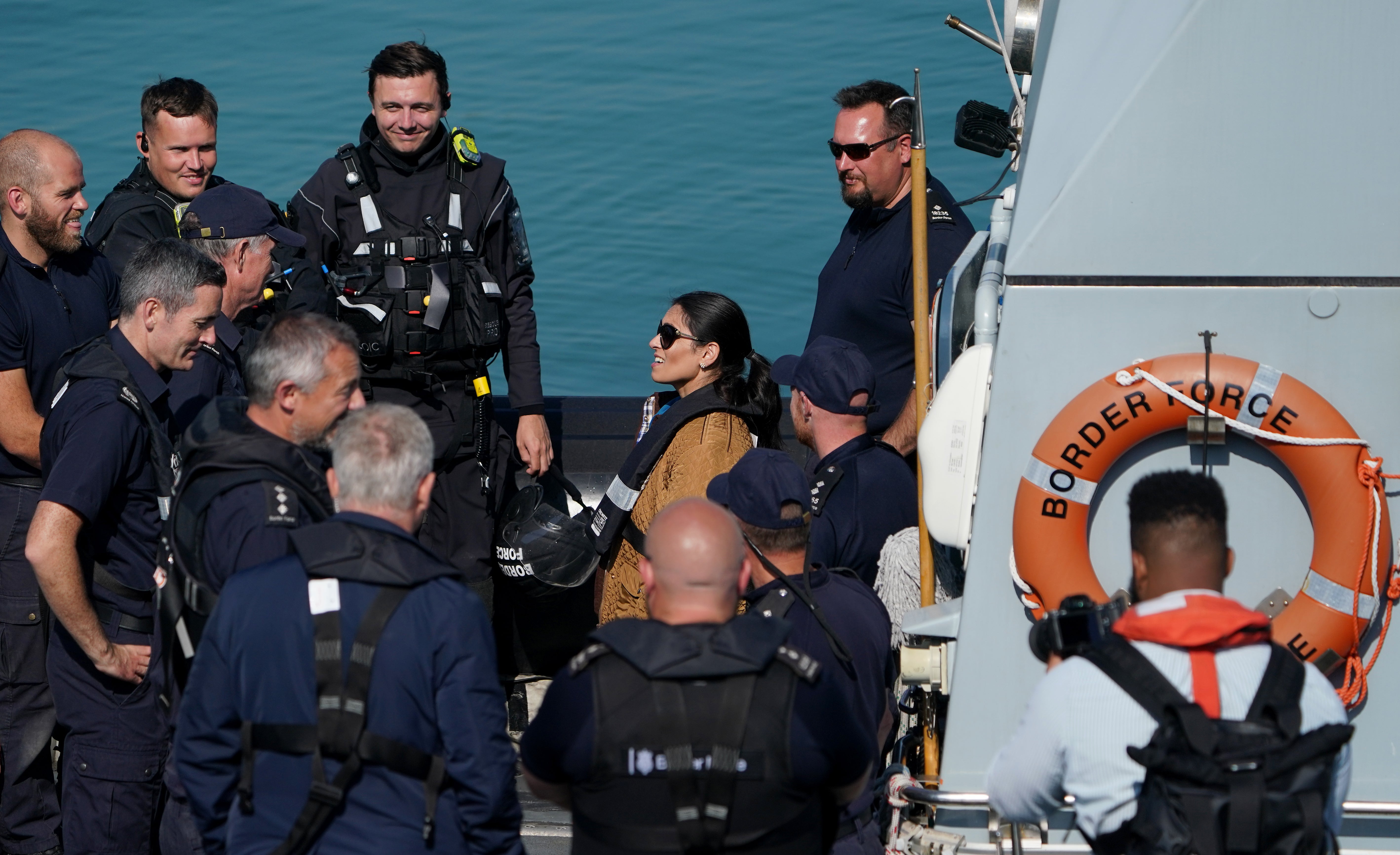 Home secretary Priti Patel during a visit to the Border Force facility in Dover