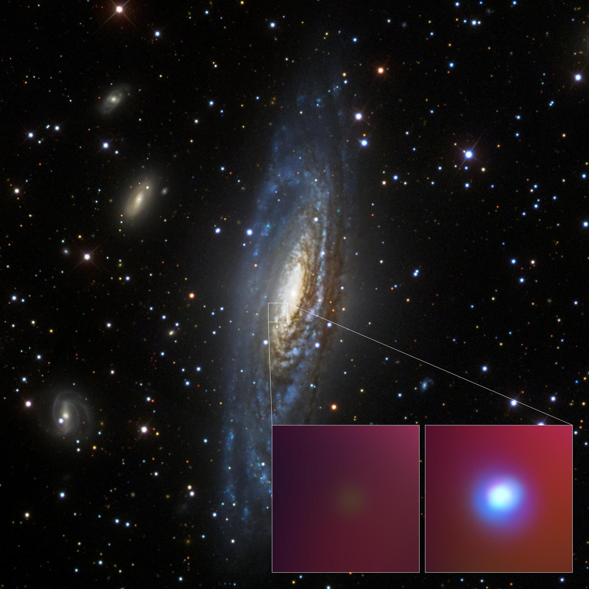 The supernova SN 2014C in the distant NGC 7331 galaxy as seen in visible and X-ray light