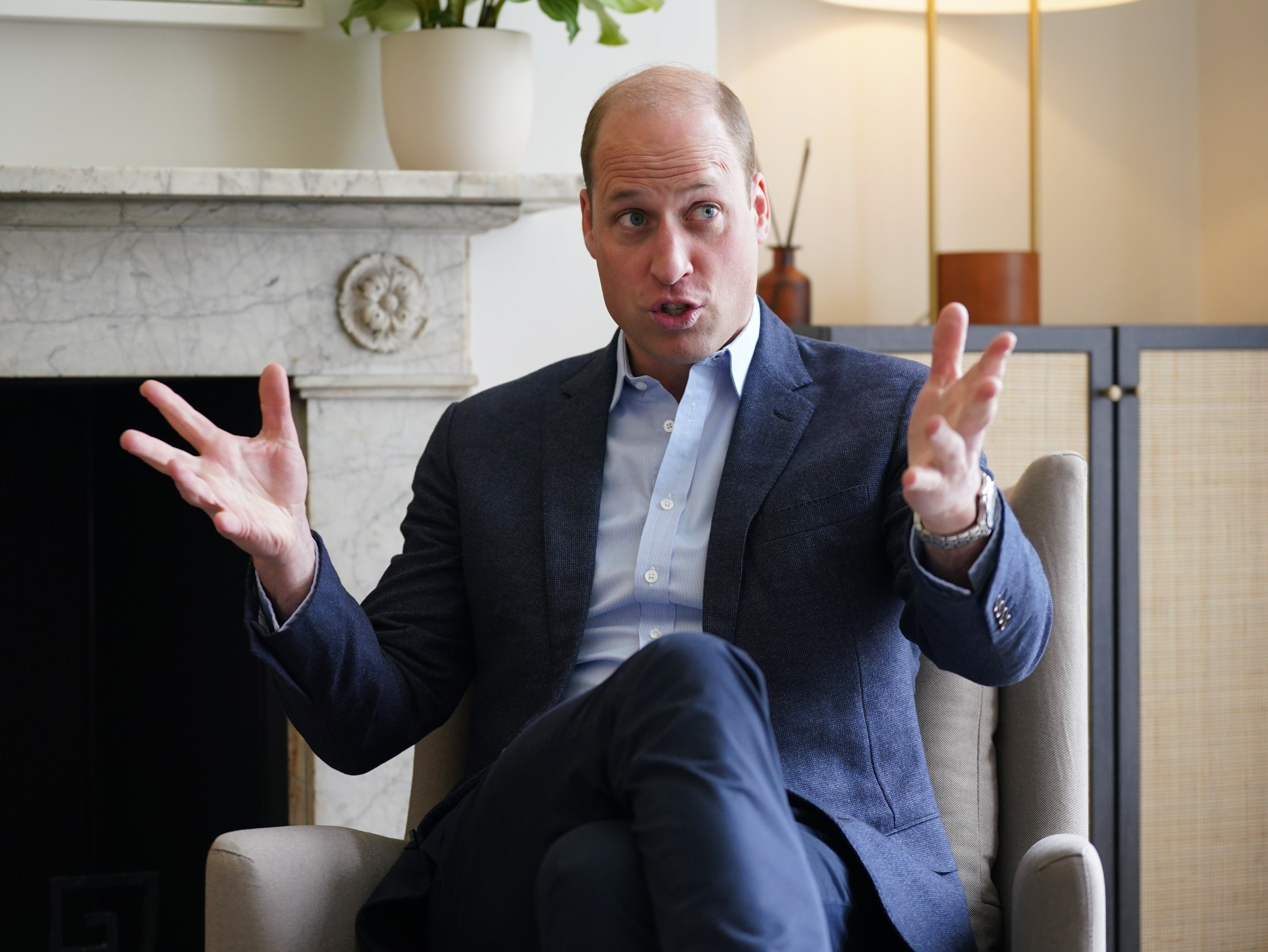 The Duke of Cambridge talking to staff during a visit to the new London centre of James’ Place (Yui Mok/PA)