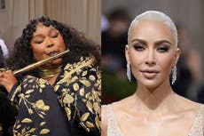 Lizzo interrupts her own flute performance to react to Kim Kardashian at 2022 Met Gala