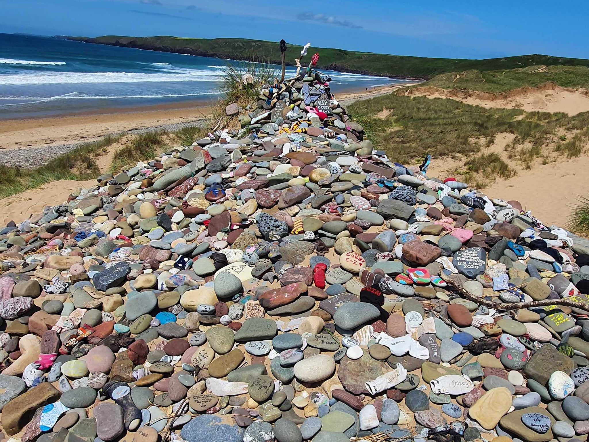 Dobby’s grave at Freshwater West beach, Pembrokeshire