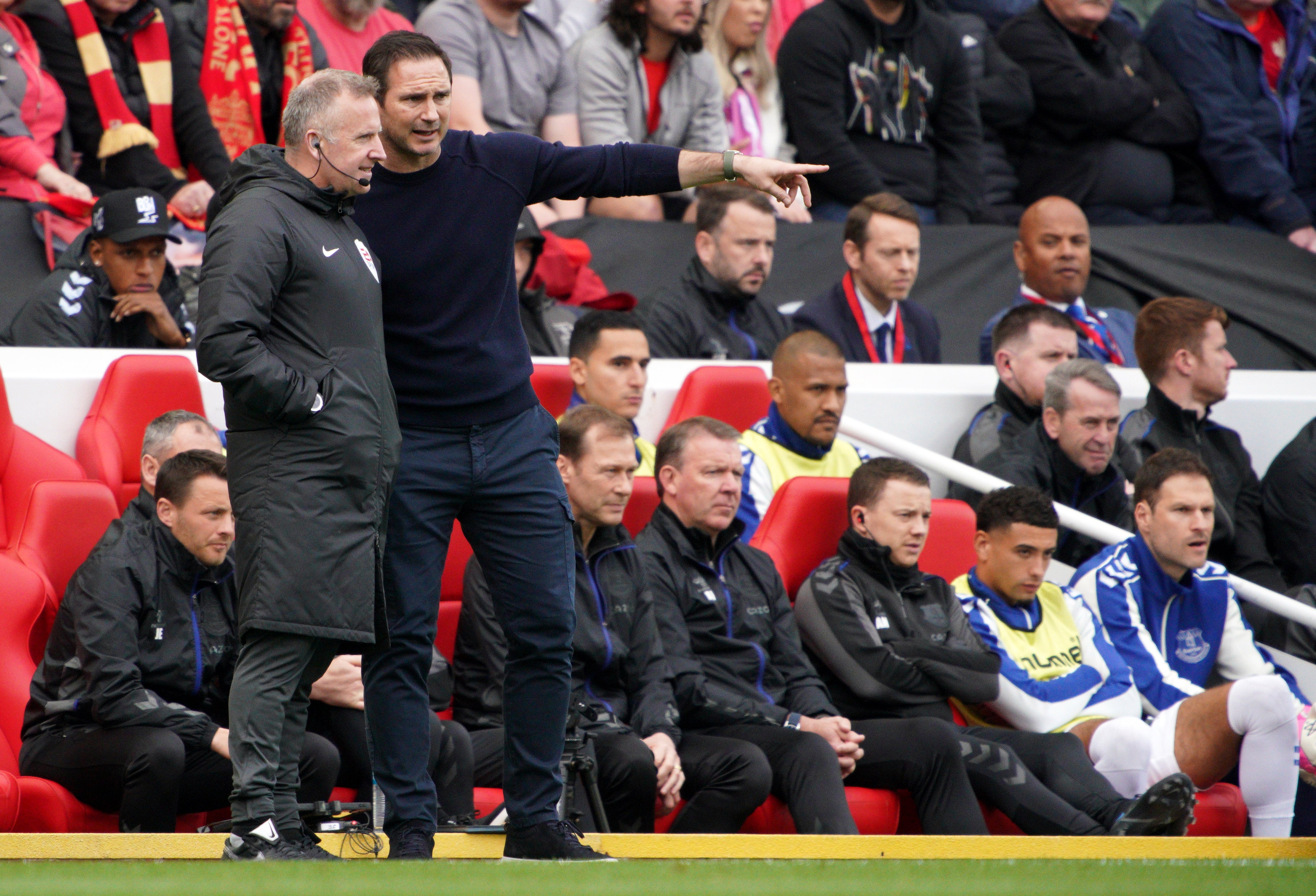 Frank Lampard was unhappy with the refereeing during Everton’s defeat at Anfield (Peter Byrne/PA)