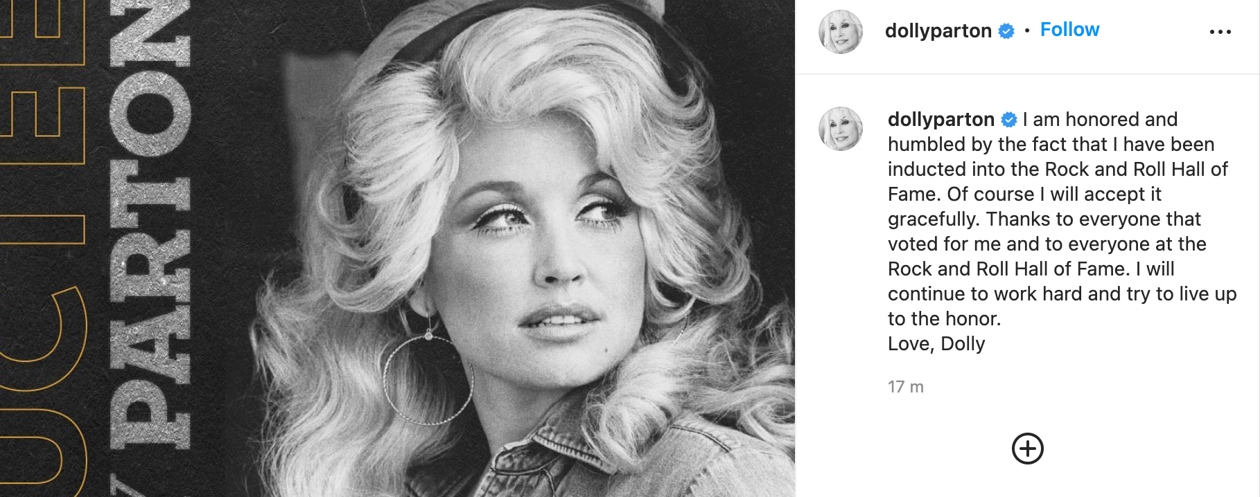 Dolly Parton has ‘accepted’ her Rock & Roll Hall of Fame win