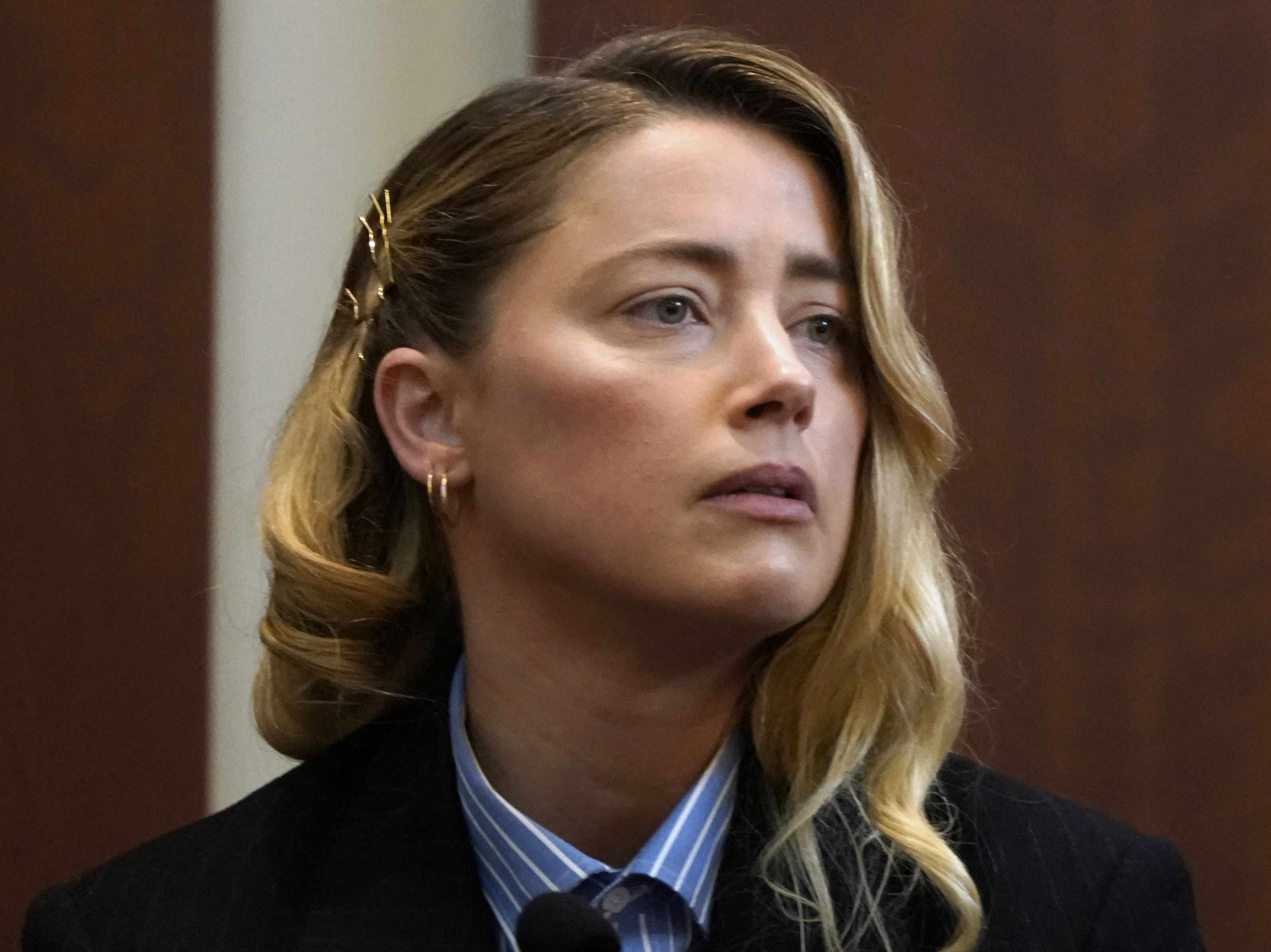 Amber Heard testifies at the Fairfax County Courthouse