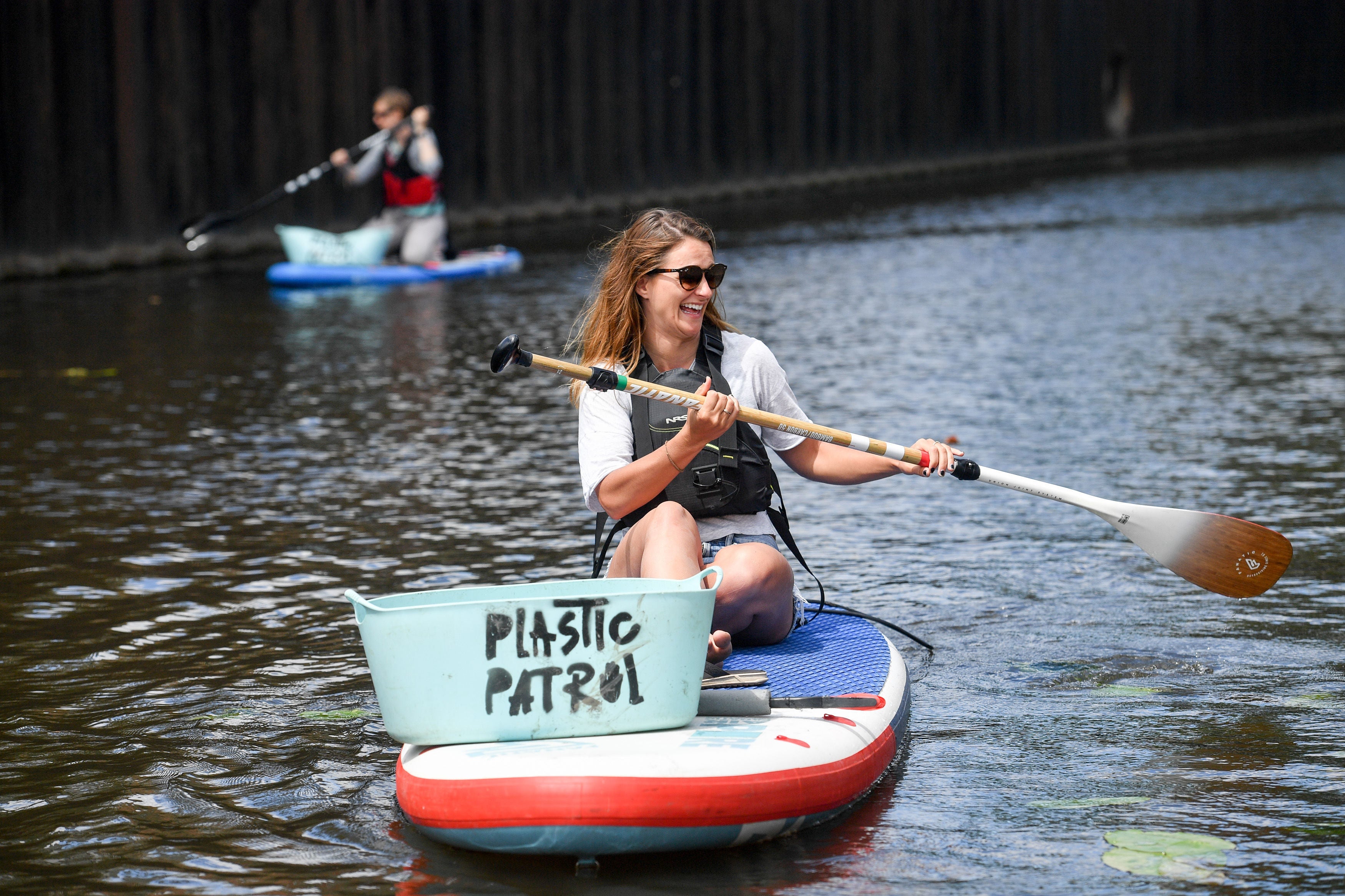 Lizzie Carr during a Plastic Patrol clean-up (Jacob King/PA)