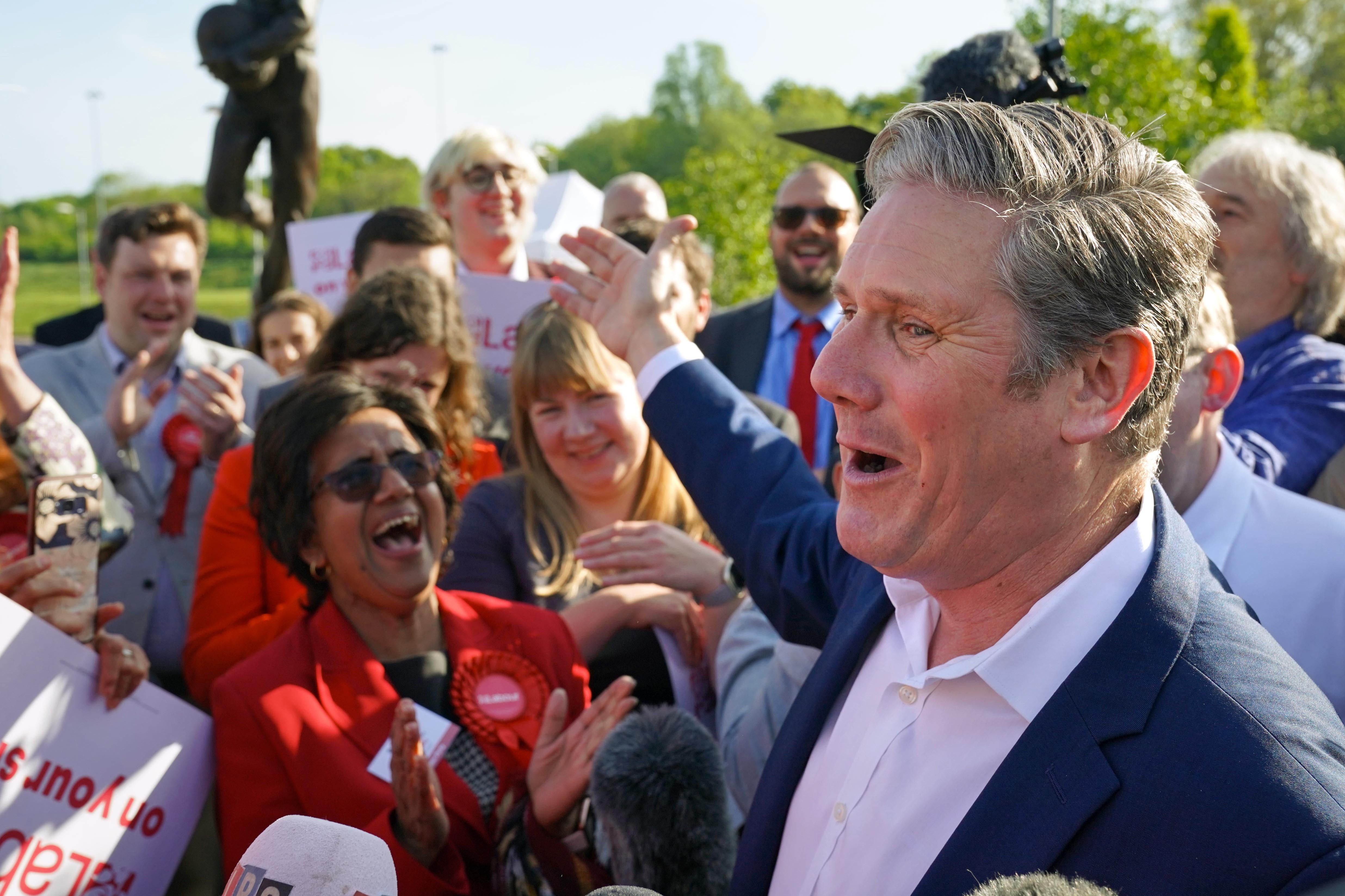 Labour leader Sir Keir Starmer addresses supporters in Barnet (Jonathan Brady/PA)