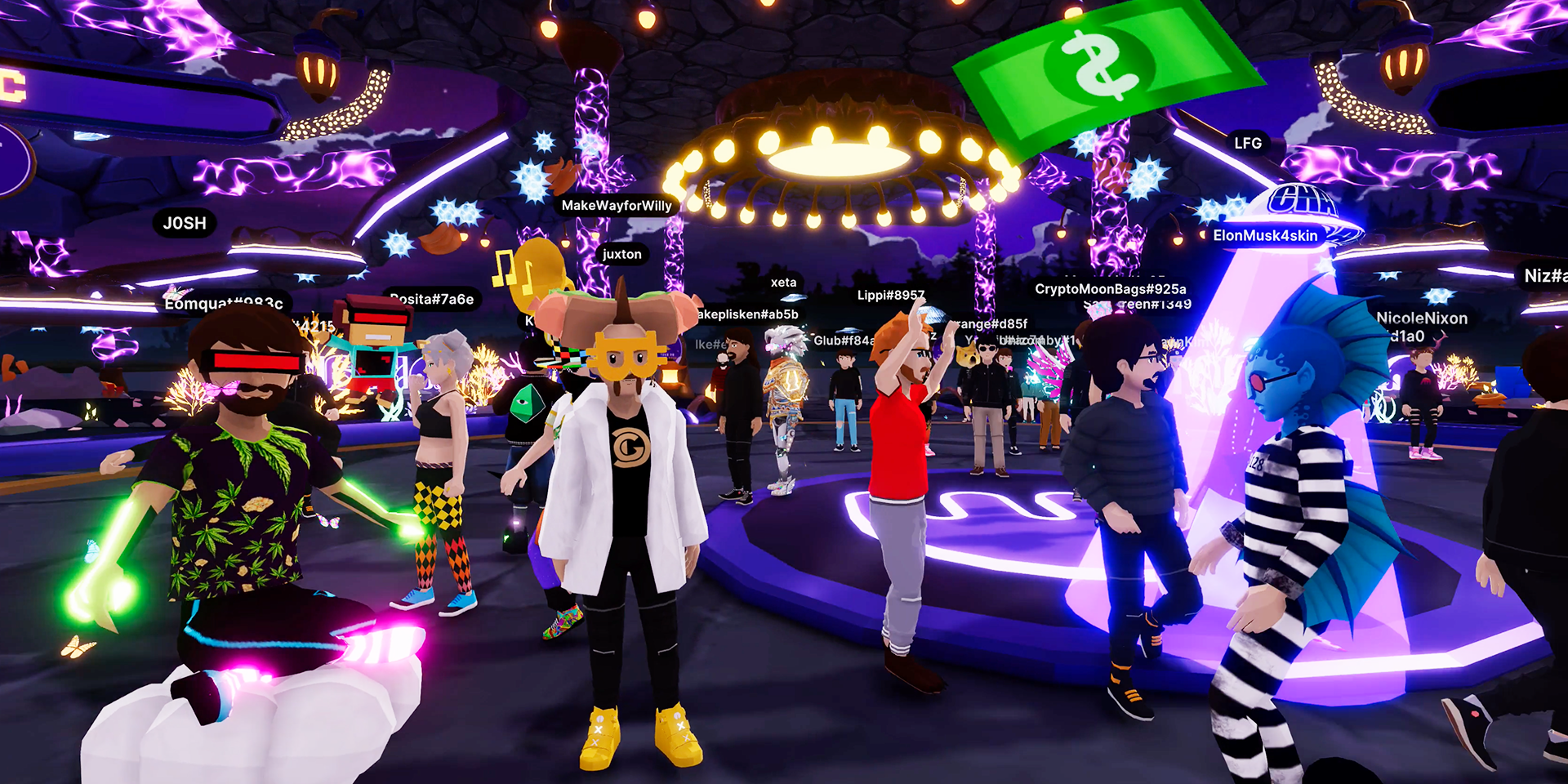 Avatars interacting at a Metaverse Festival in Decentraland