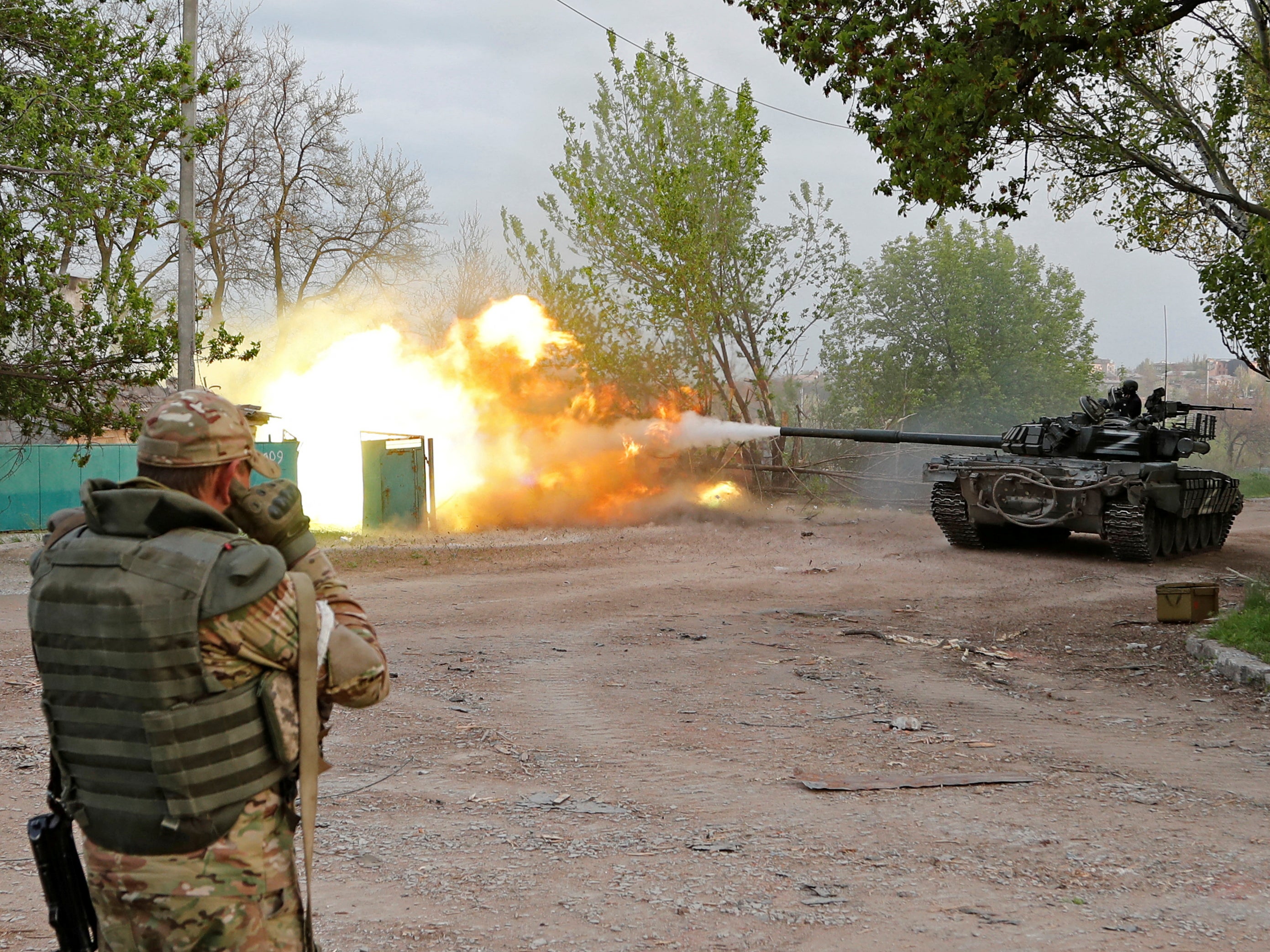 Russian-backed troops fire near Azovstal on Thursday