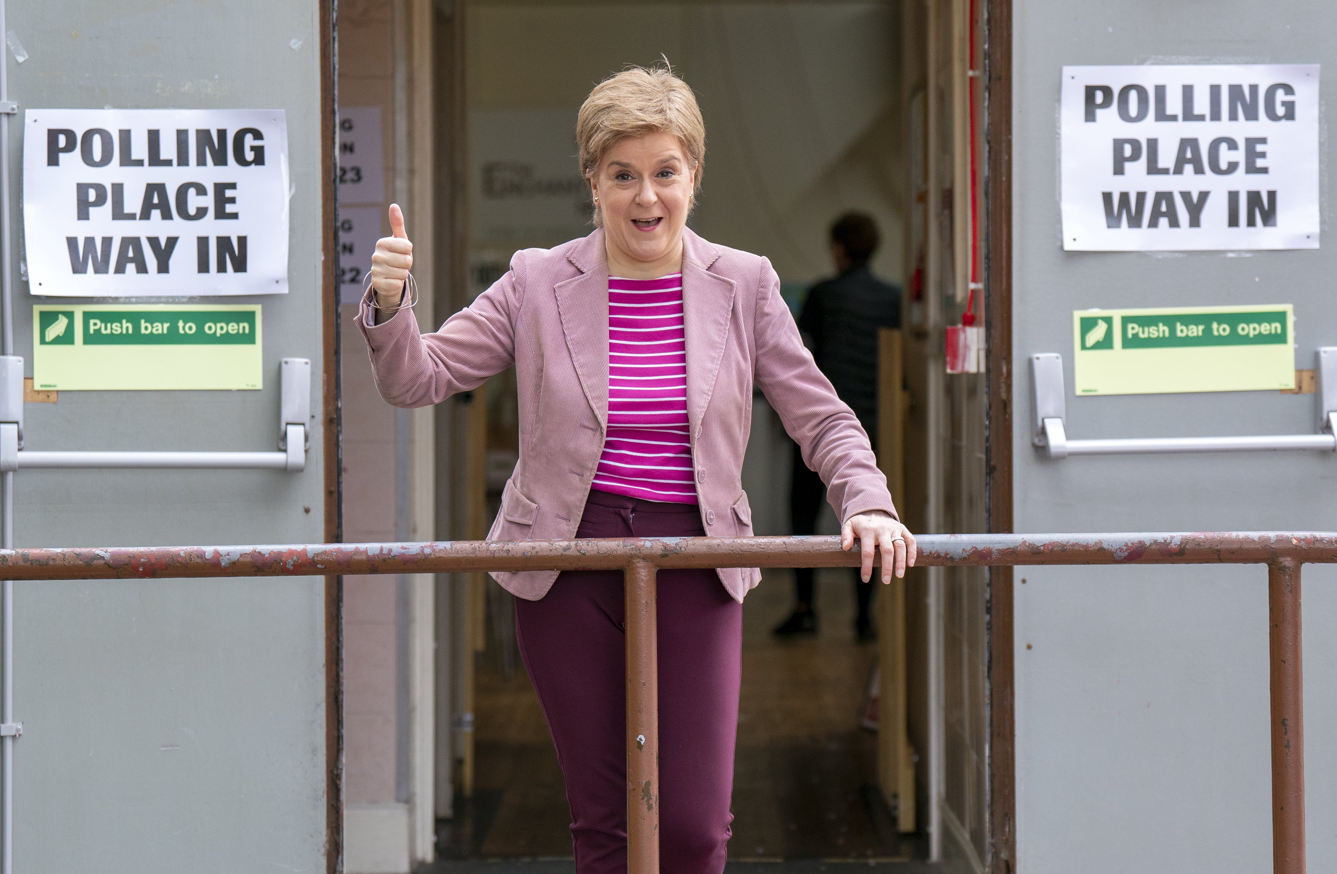 First Minister Nicola Sturgeon hailed the SNP result in Pollokshields, Glasgow (PA)