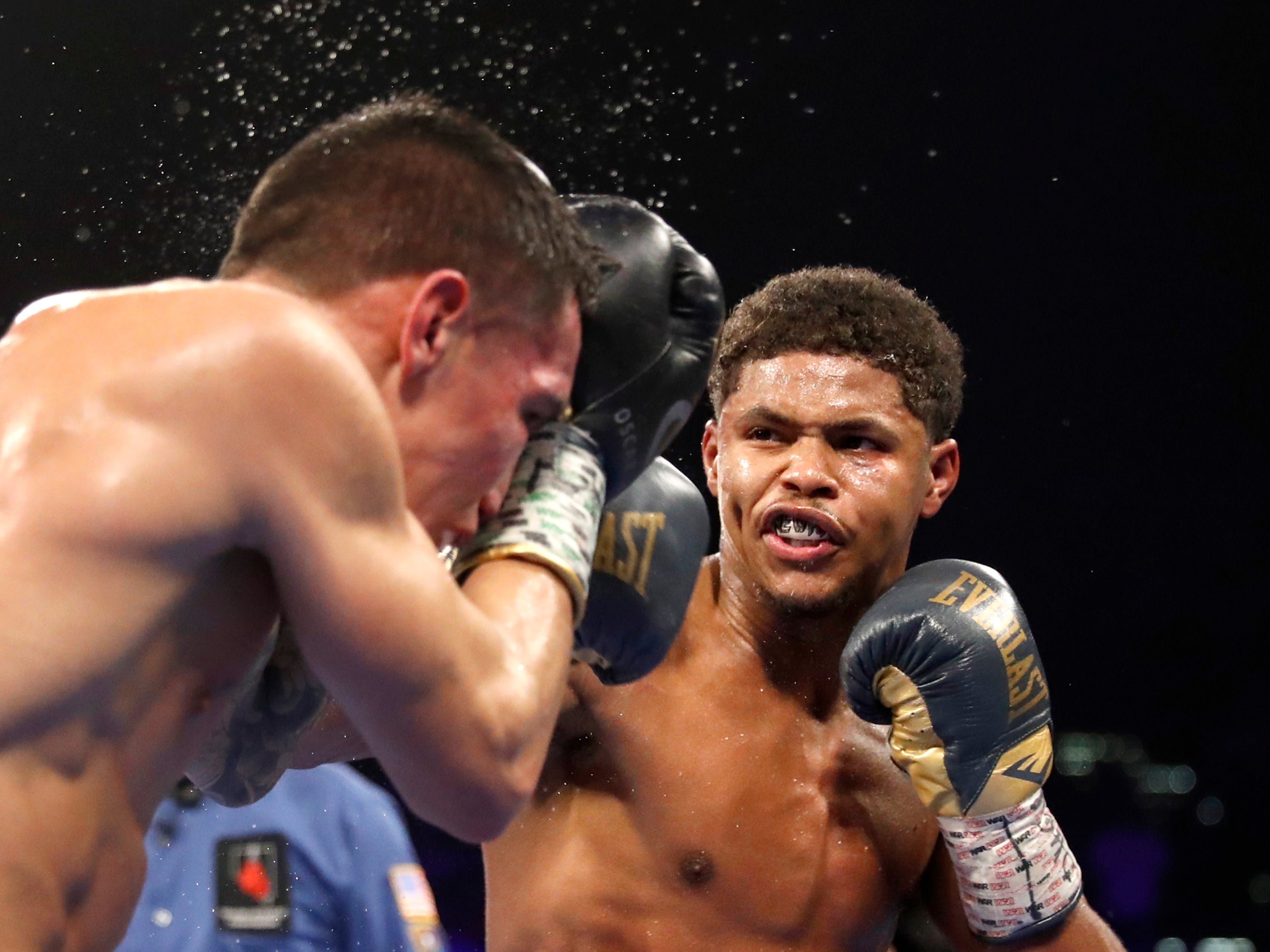 Shakur Stevenson (right) dismantled Oscar Valdez last time out