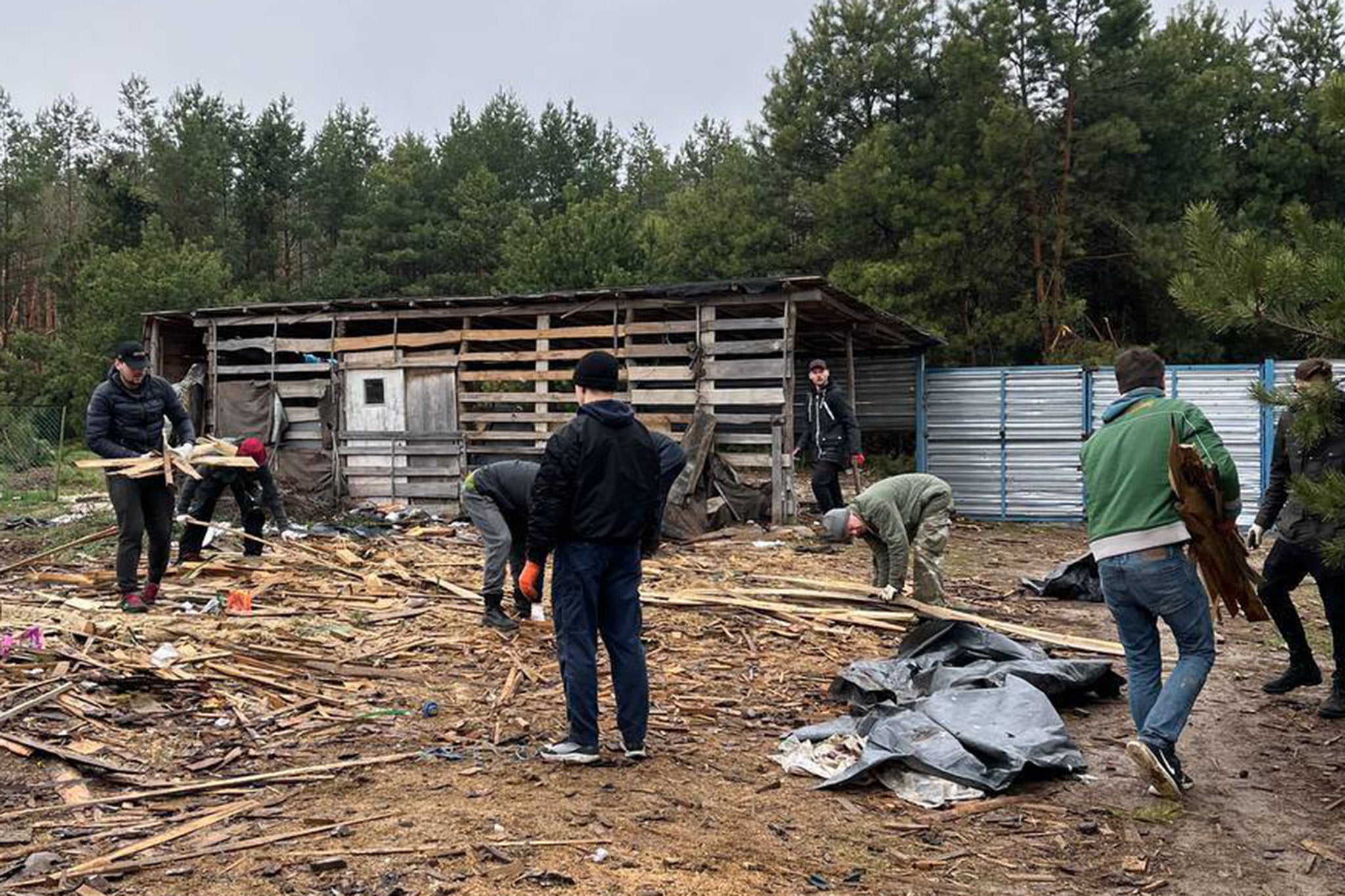 Volunteers clear the damage after attacks at Best Friends animal shelter