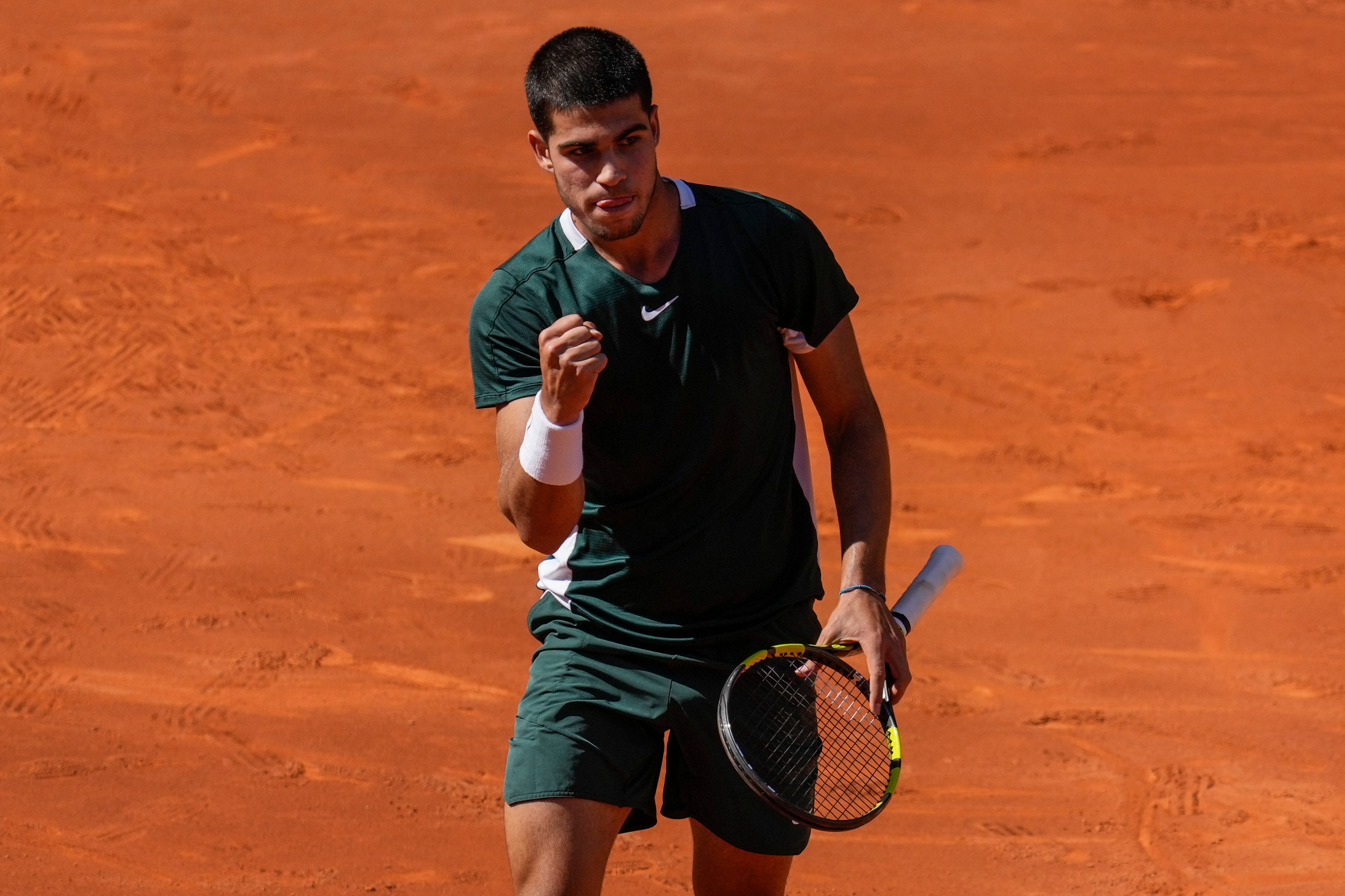 Carlos Alcaraz defeated his famous compatriot Rafael Nadal (Bernat Armangue/AP)