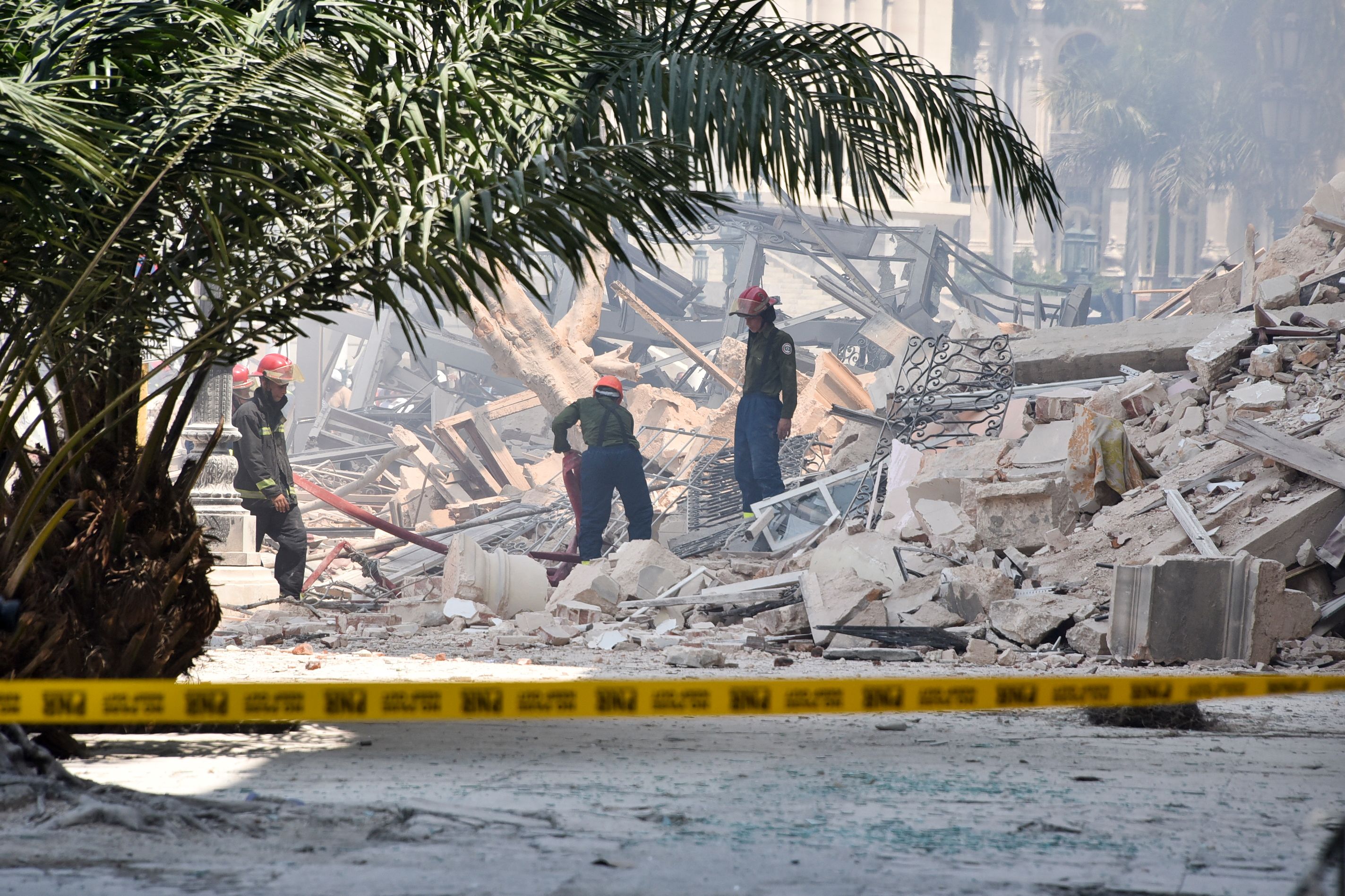 Rescuers work after an explosion in the Saratoga Hotel in Havana, on May 6, 2022