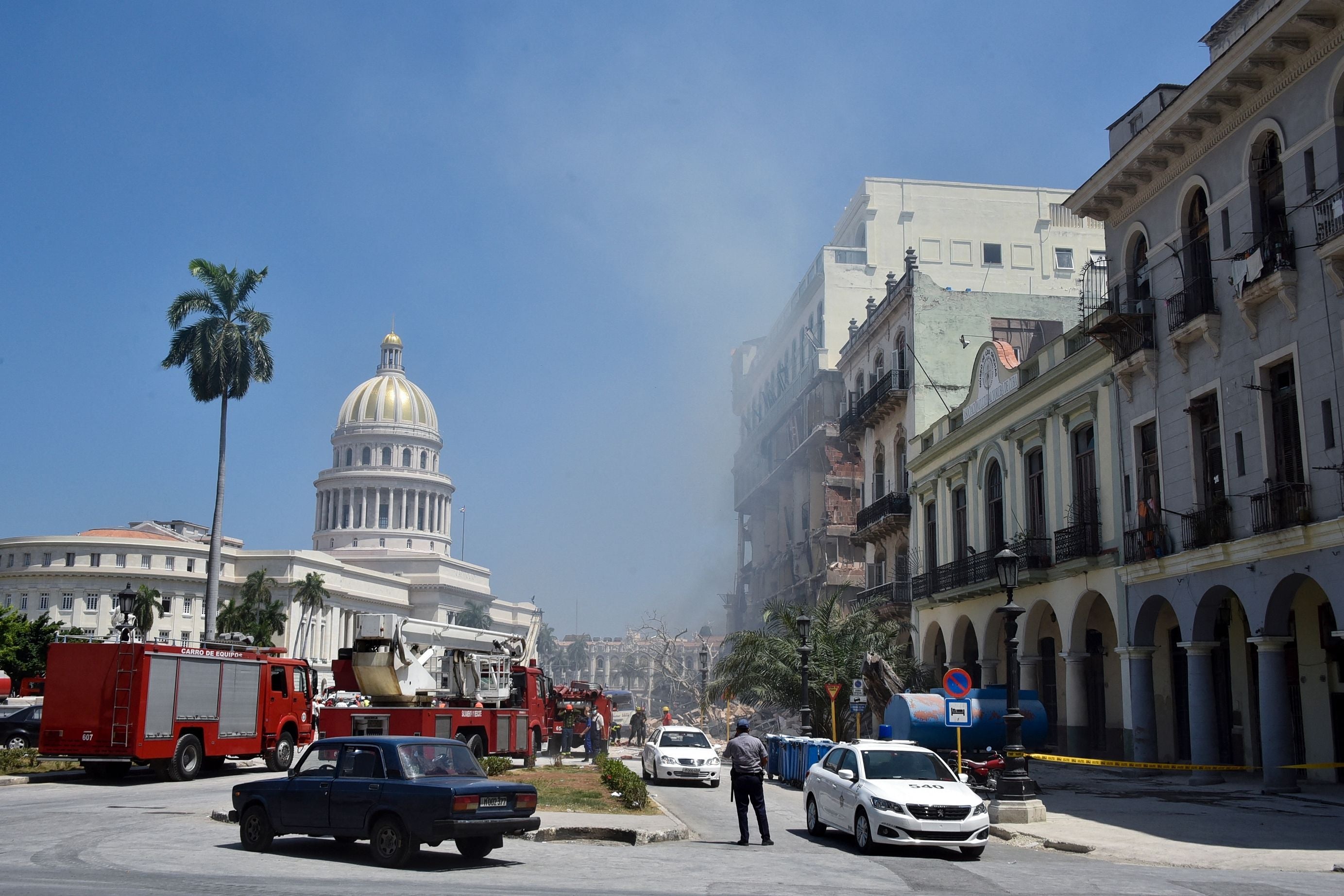 Rescuers work after an explosion in the Saratoga Hotel in Havana, on May 6, 2022