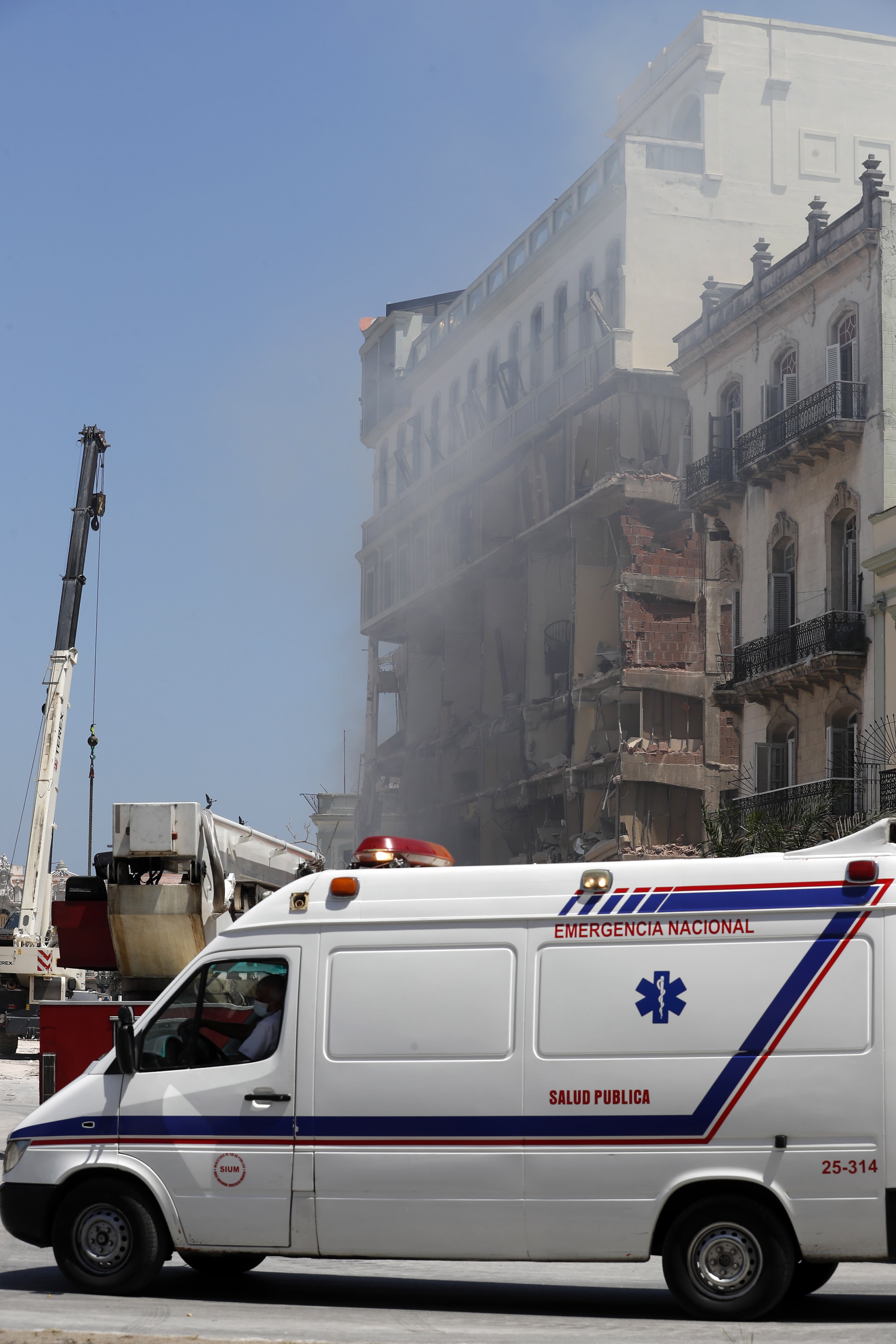 View of the facade of the Hotel Saratoga in Havana, Cuba, 6 May 2022, where an explosion was recorded