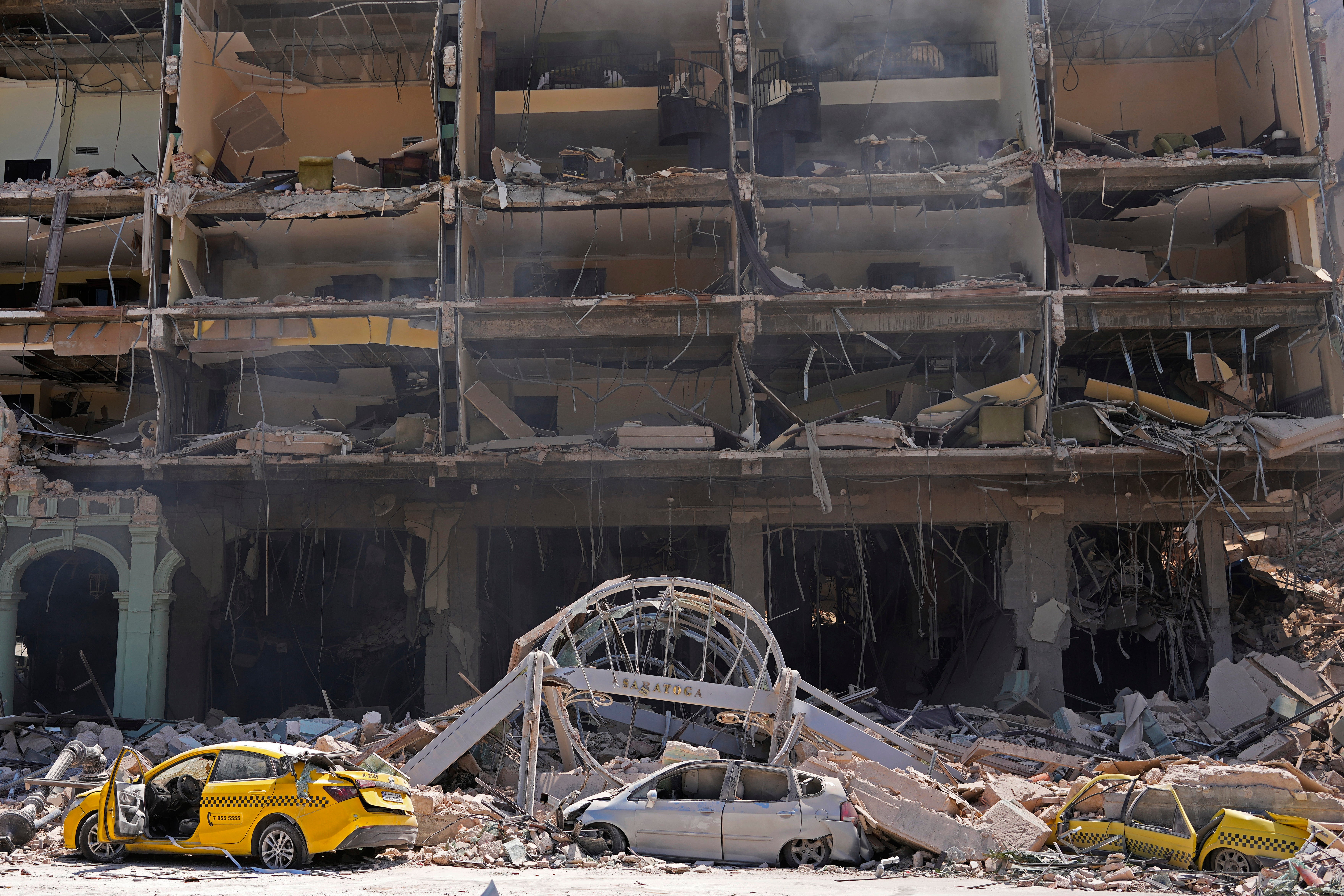 Rooms are exposed at the five-star Hotel Saratoga after a deadly explosion in Old Havana, Cuba, Friday, May 6, 2022