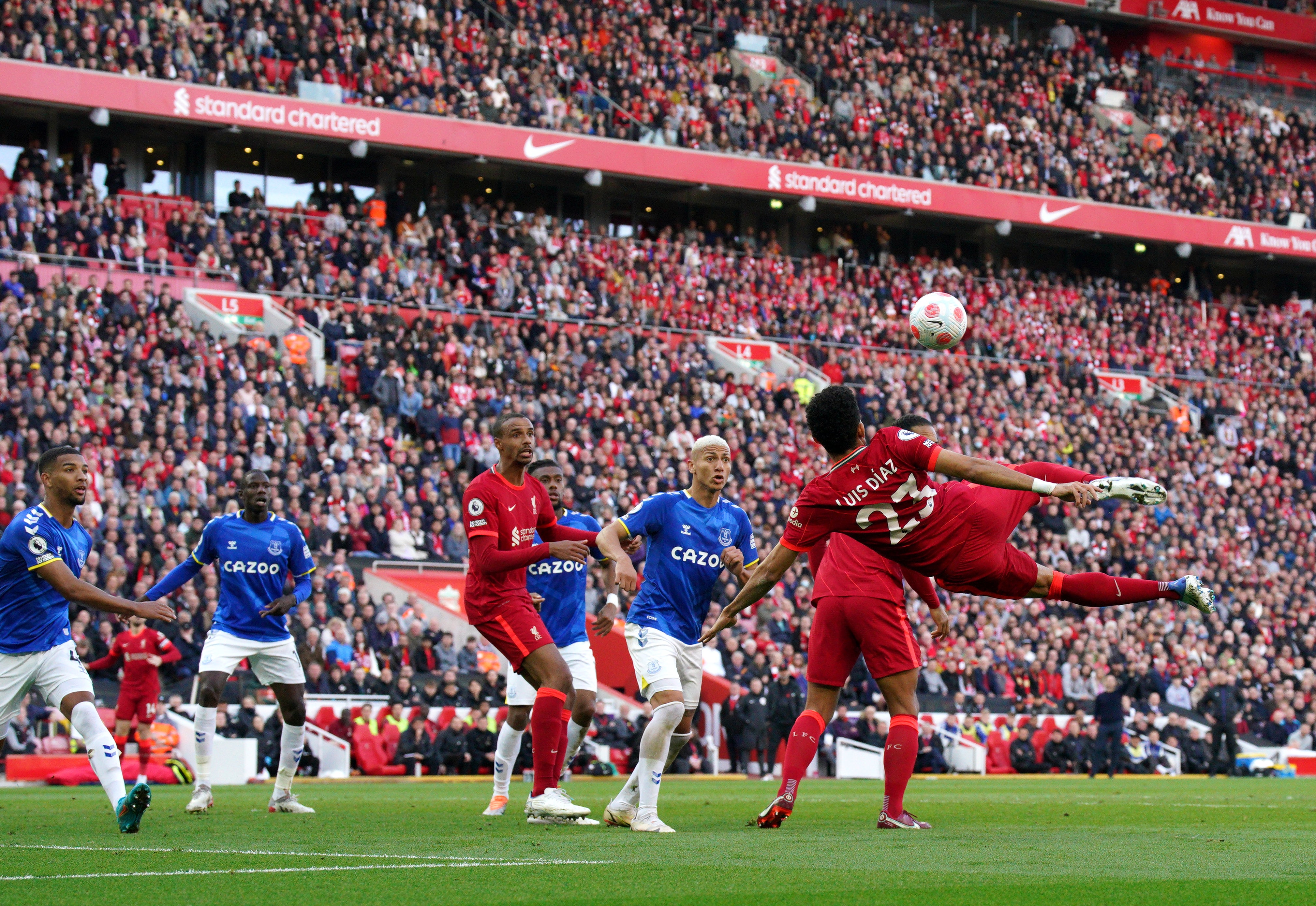 Luis Diaz, right, has excelled for Liverpool (Peter Byrne/PA)