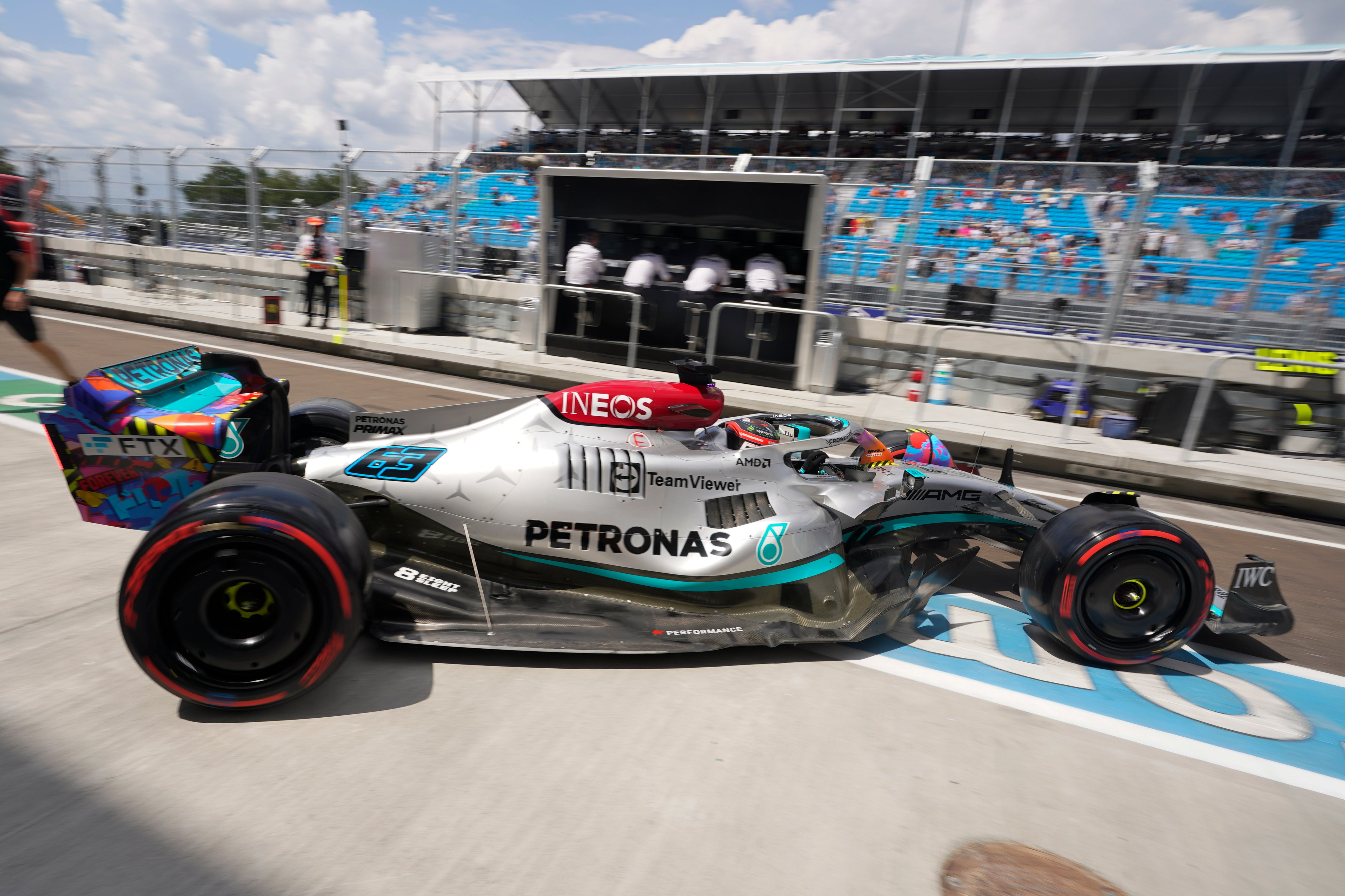 George Russell finished fastest in second practice for the Miami Grand Prix (Darron Cummings/AP)