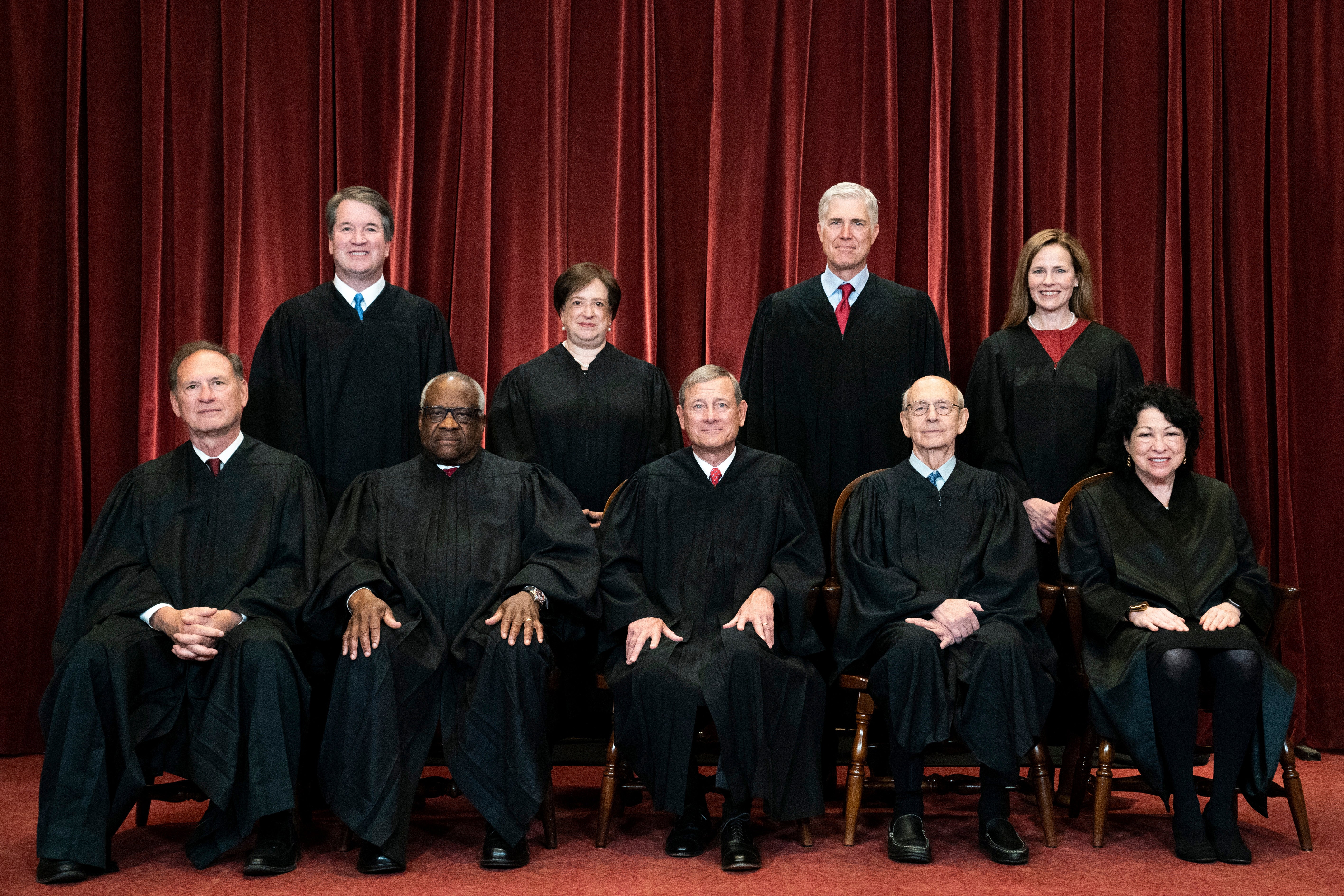 The nine justices of the Supreme Court in April 2021