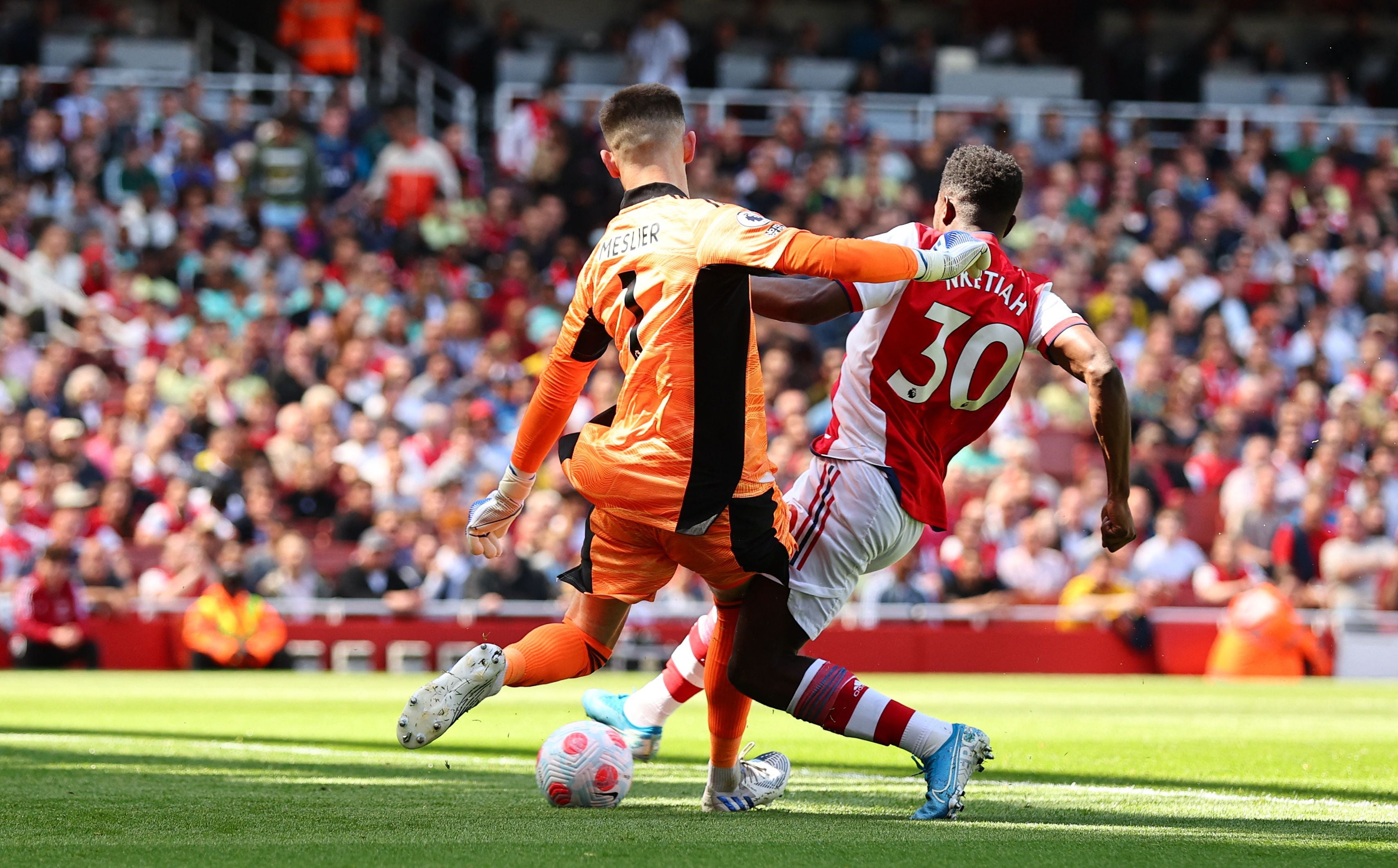 Nketiah closes down Ilan Meslier for the opener