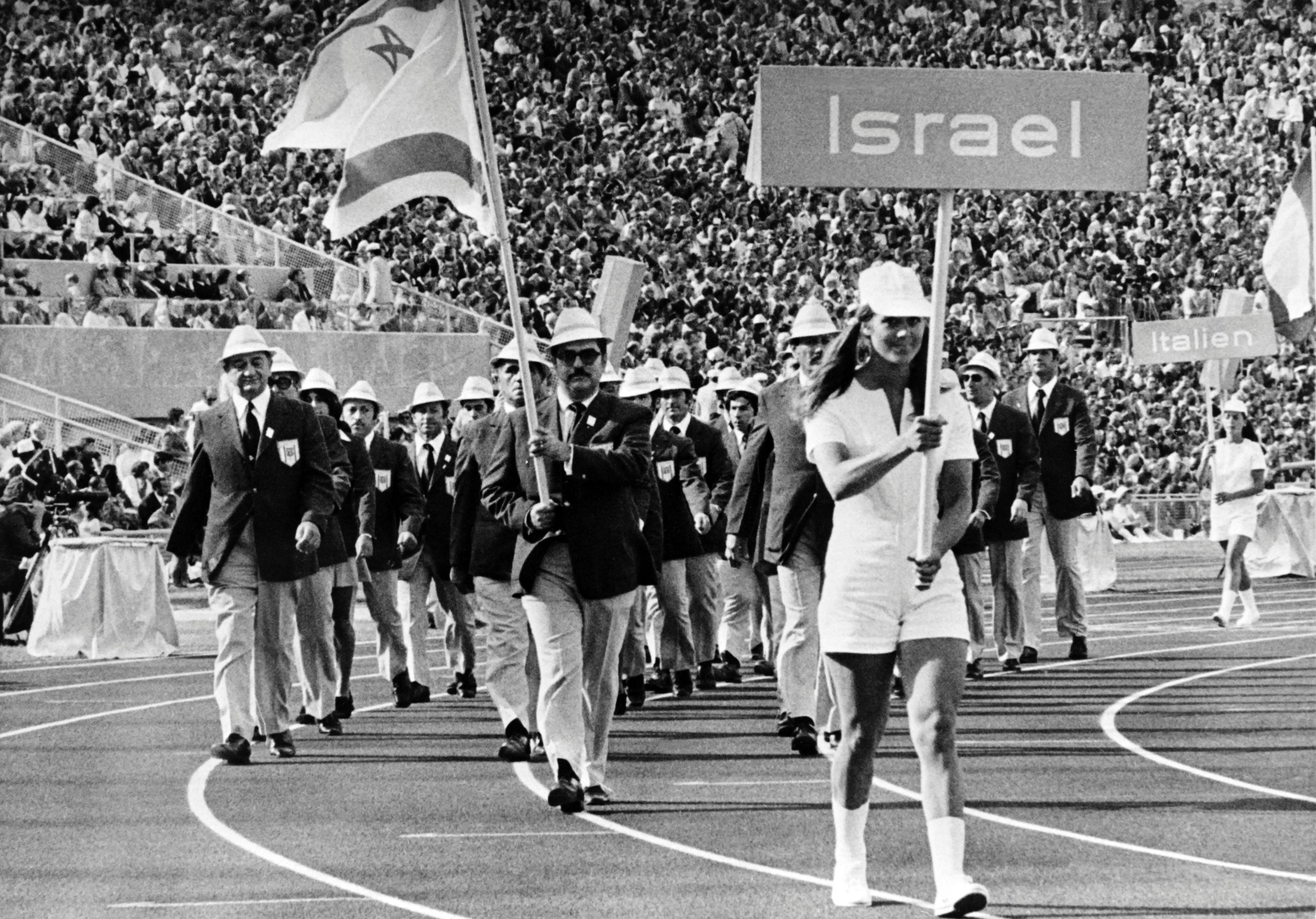 Israeli delegation parades during the opening of the Olympic's Games in Munich on 26 August 1972