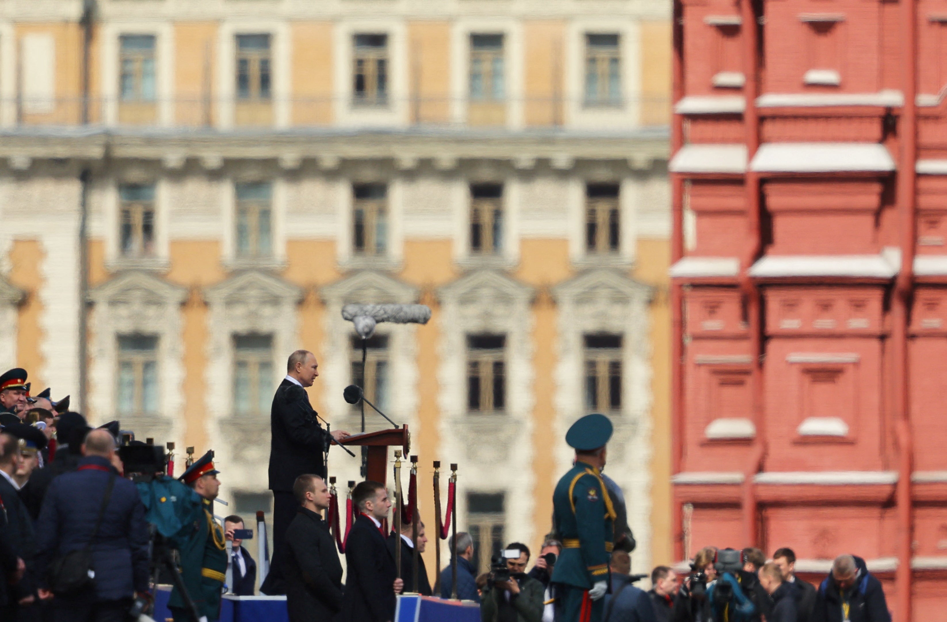 Russian President Vladimir Putin delivers a speech during the Victory Day Parade