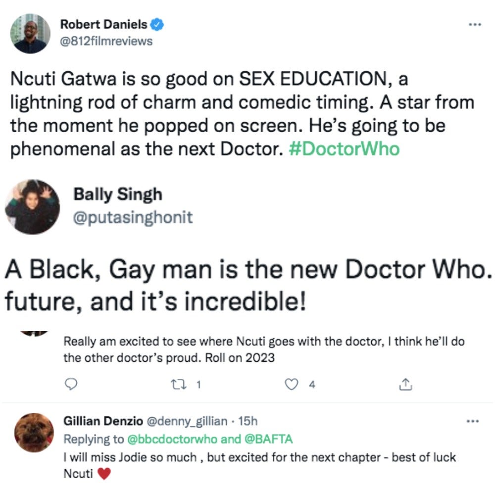 Doctor Who tweets praising Ncuti Gatwa’s casting