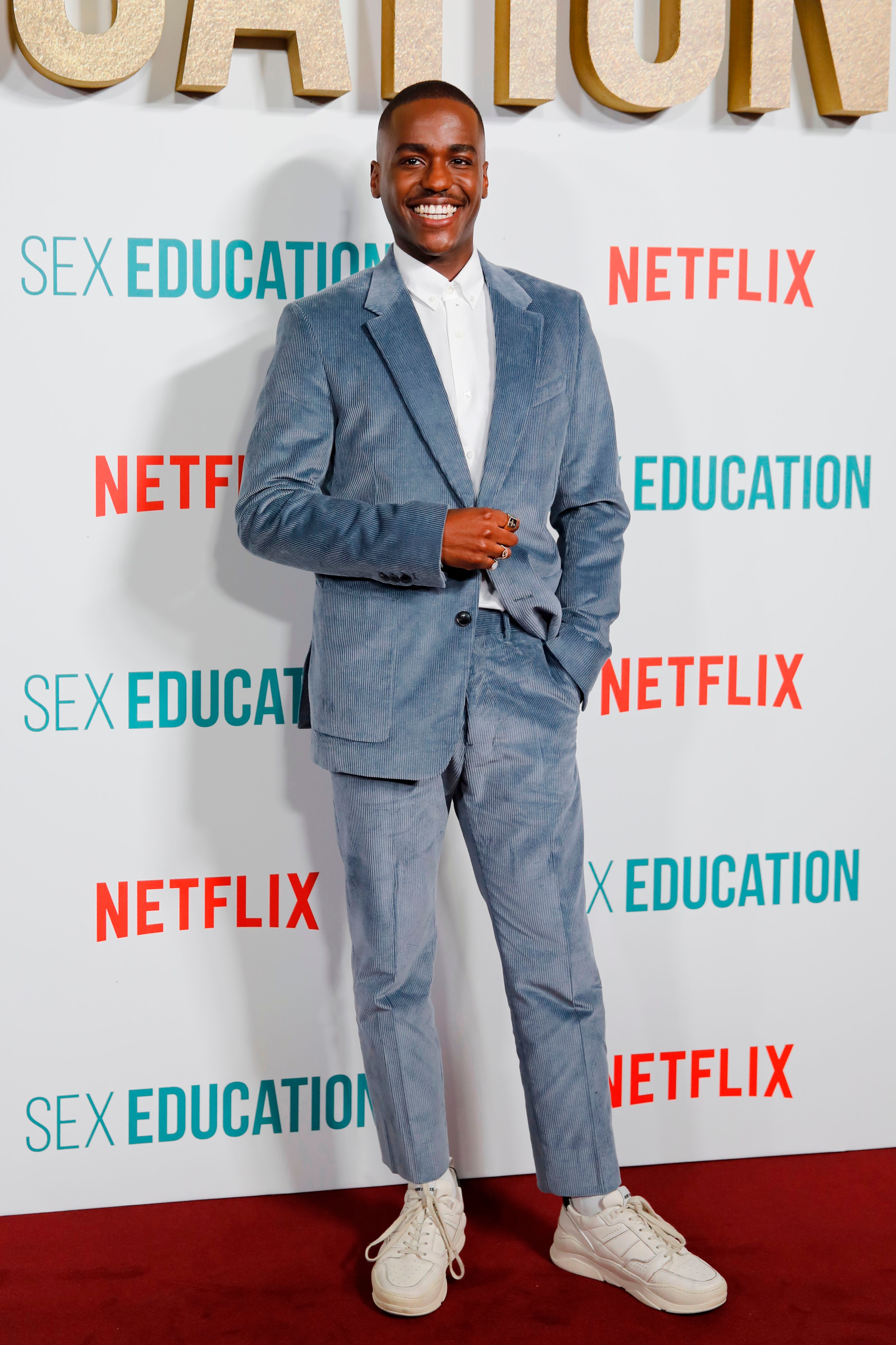 Scottish-Rwandan actor Ncuti Gatwa poses after arriving to attend the World Premiere of Netflix's "Sex Education - Season 2" in London on January 8, 2020