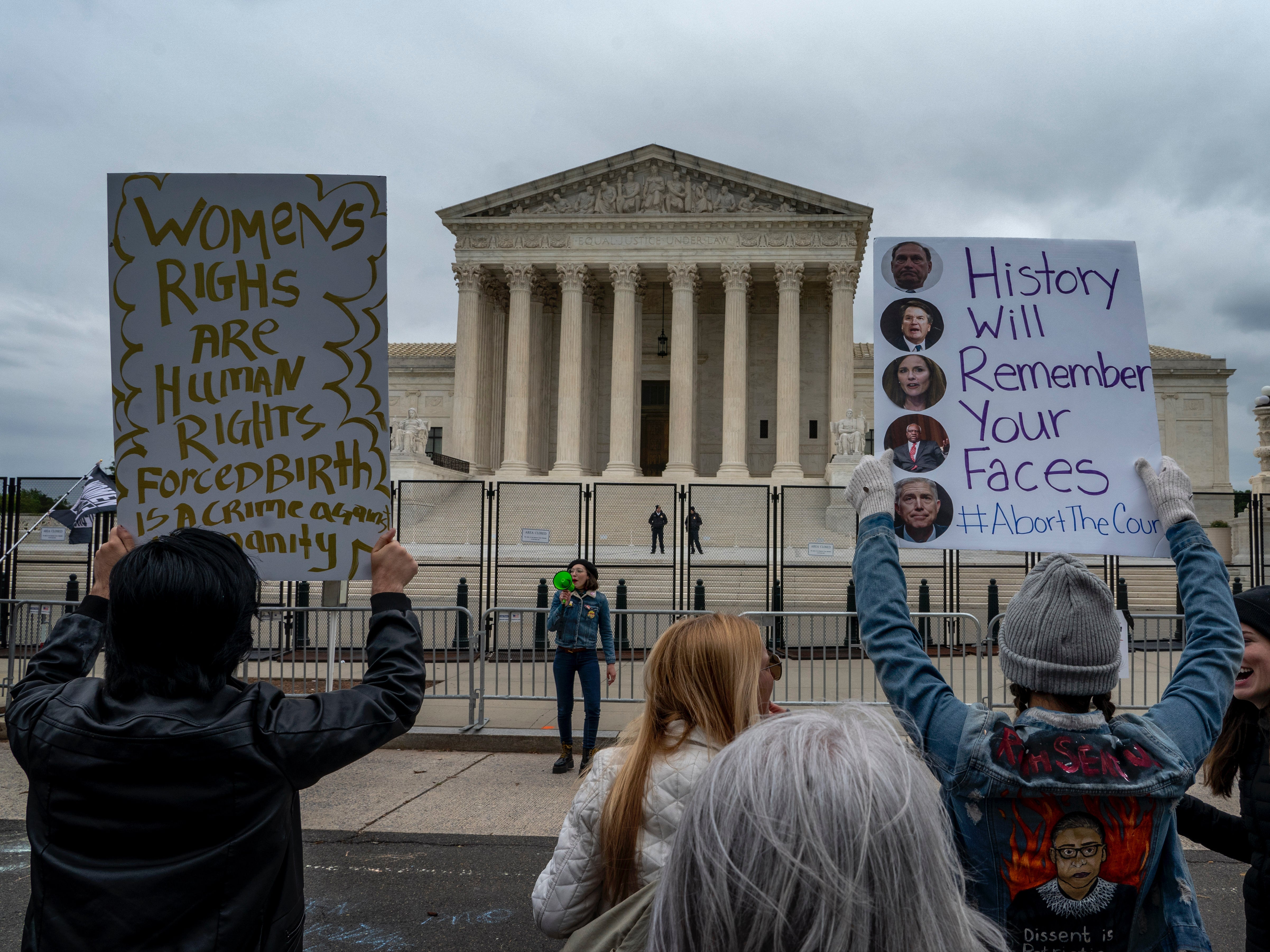 Protesters outside the US Supreme Court on Sunday