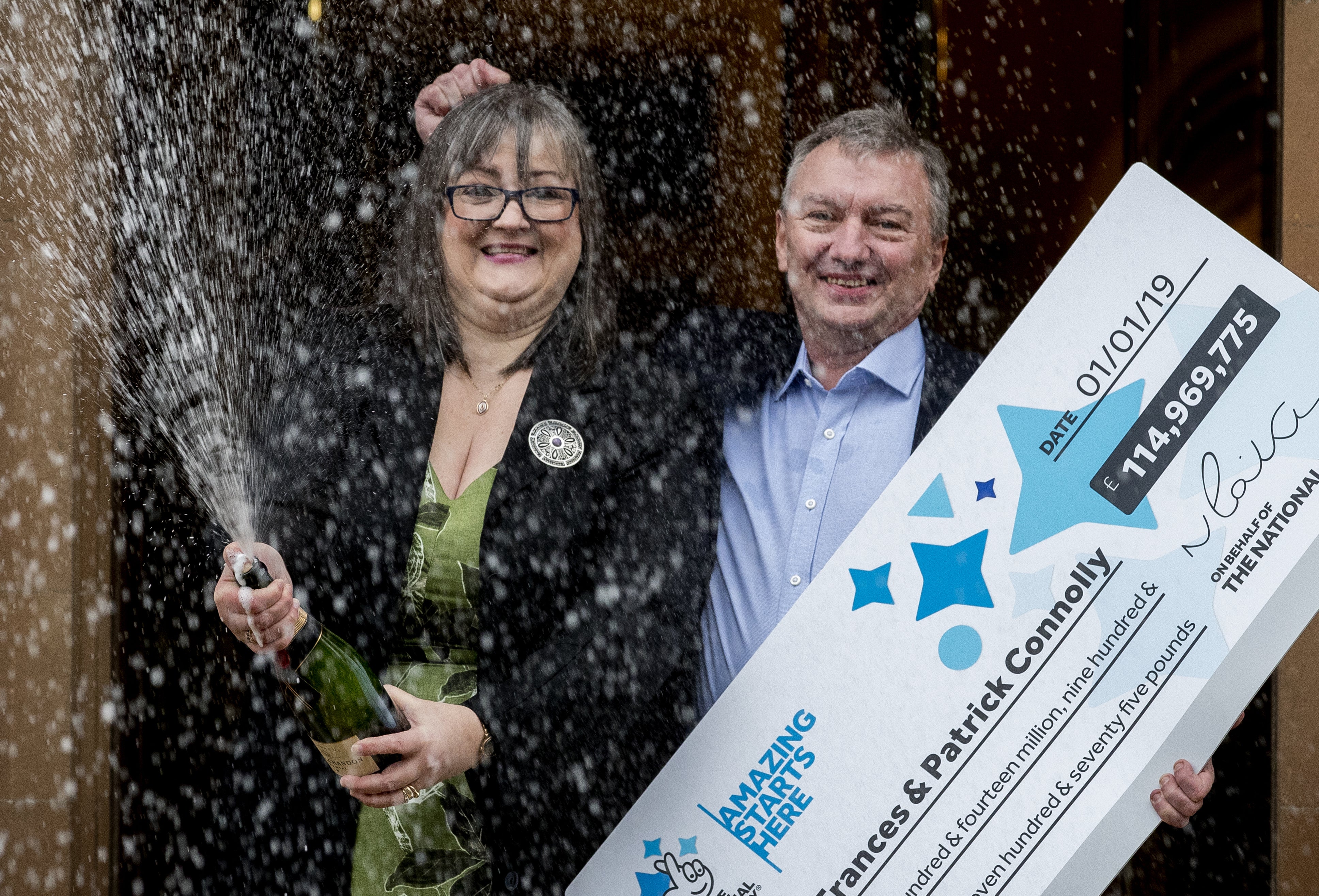 Frances and Patrick Connolly won almost £115m in the 2019 New Year’s Day EuroMillions draw