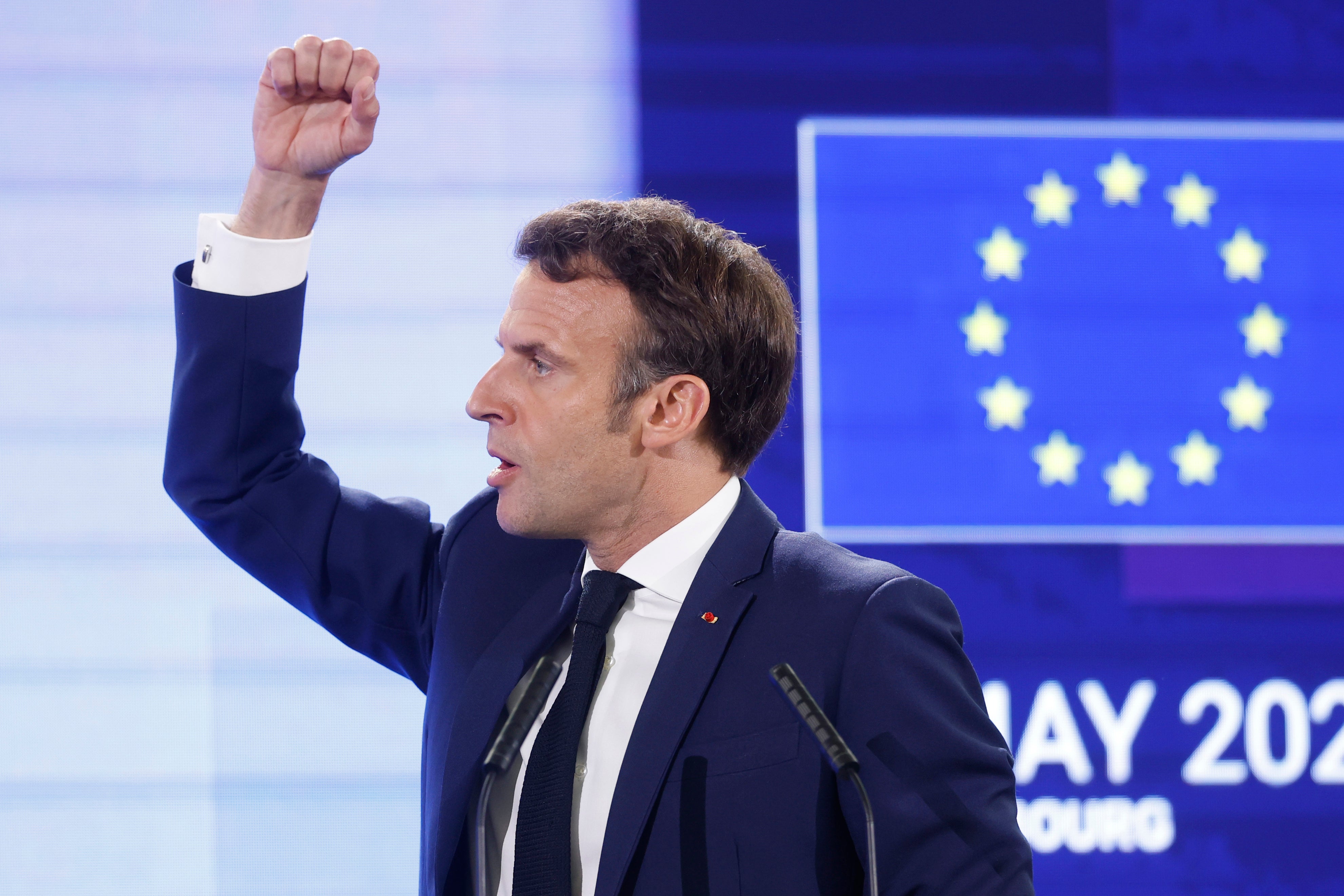 President Macron delivers a speech in Strasbourg on Monday