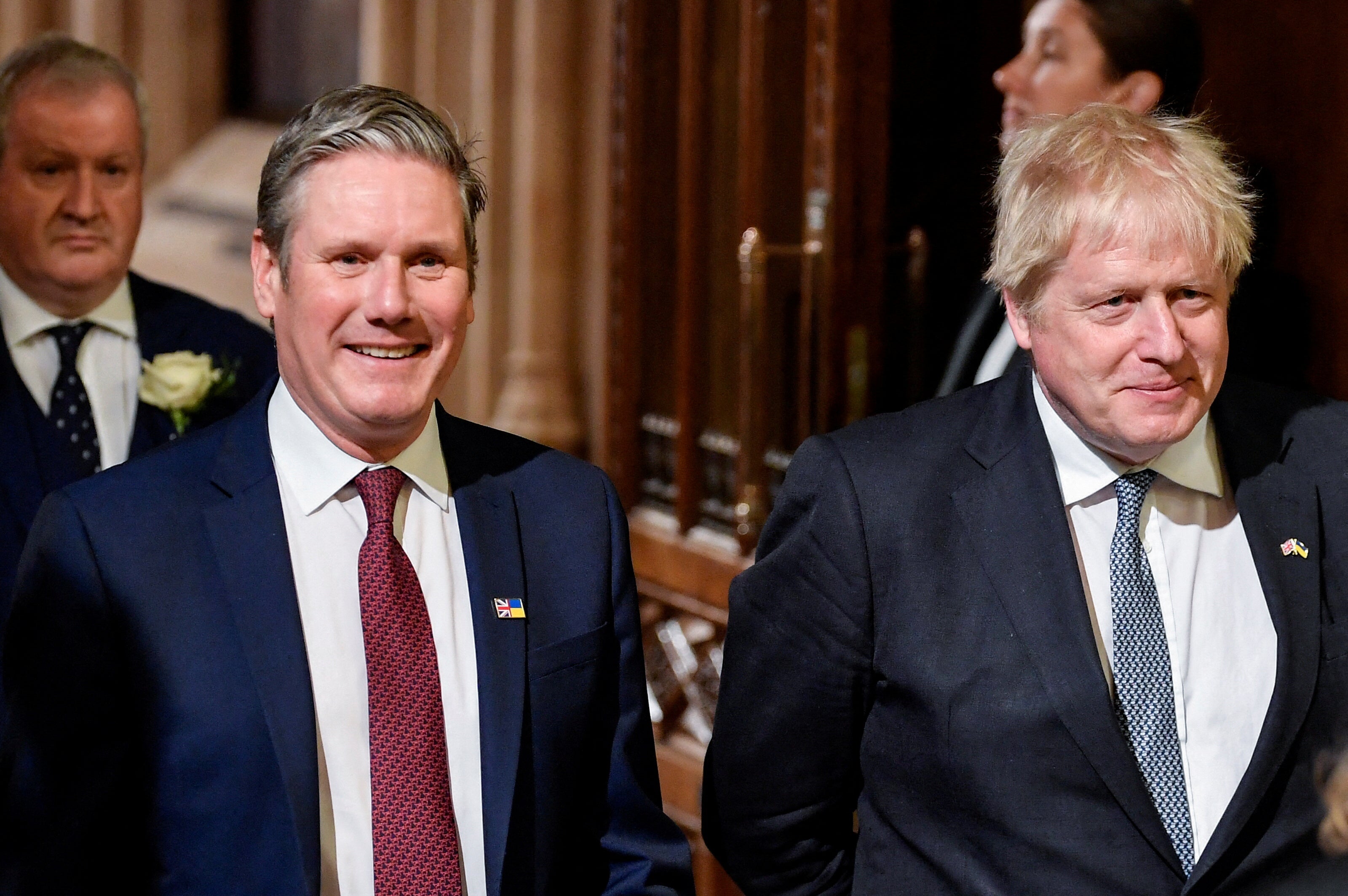 Keir Starmer and Boris Johnson at the state opening of parliament on Tuesday