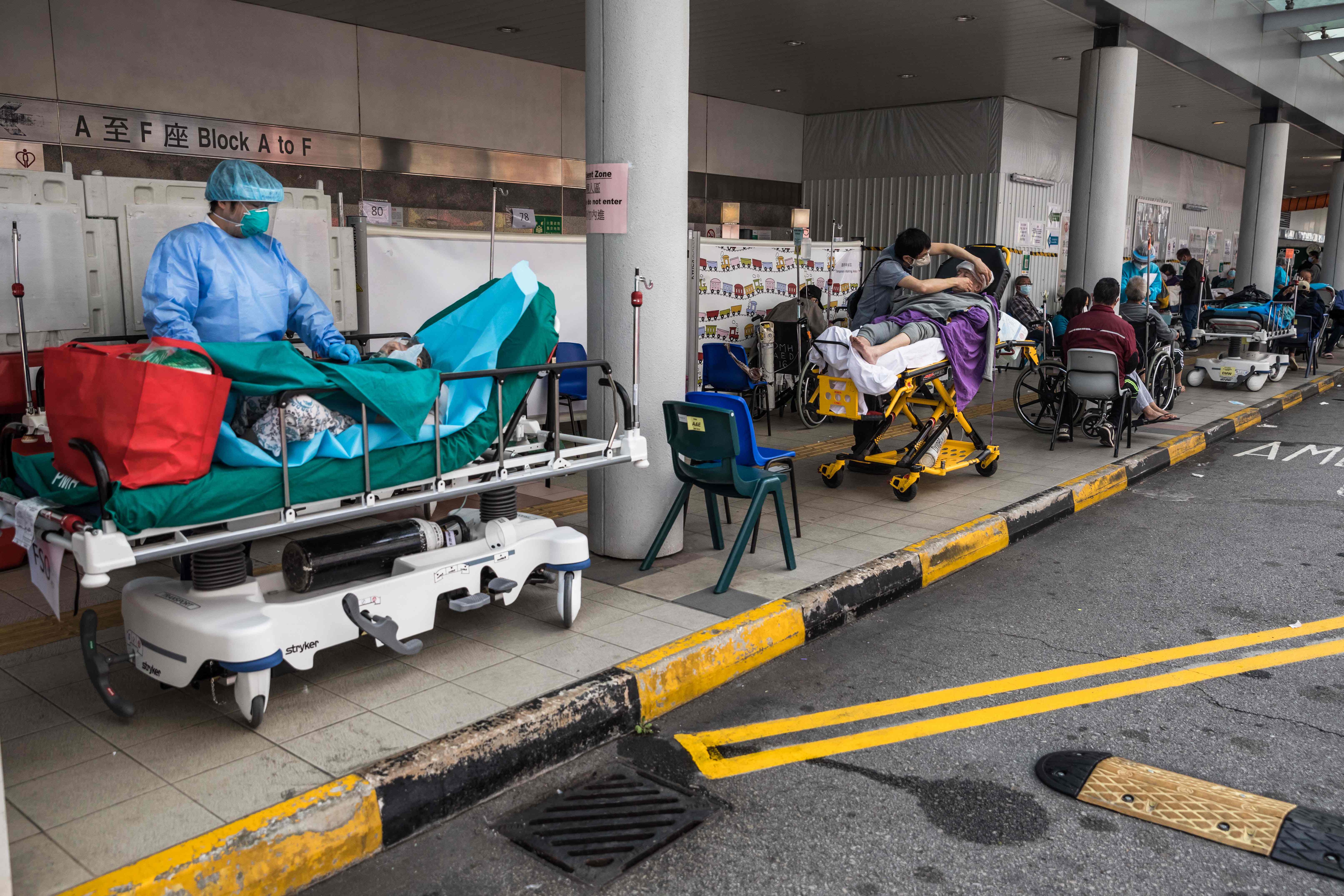 Hospitals resorted to caring for patients in car parks because of a lack of beds