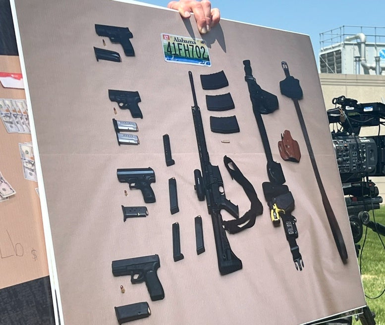 The trove of weapons found inside the fugitives’ car