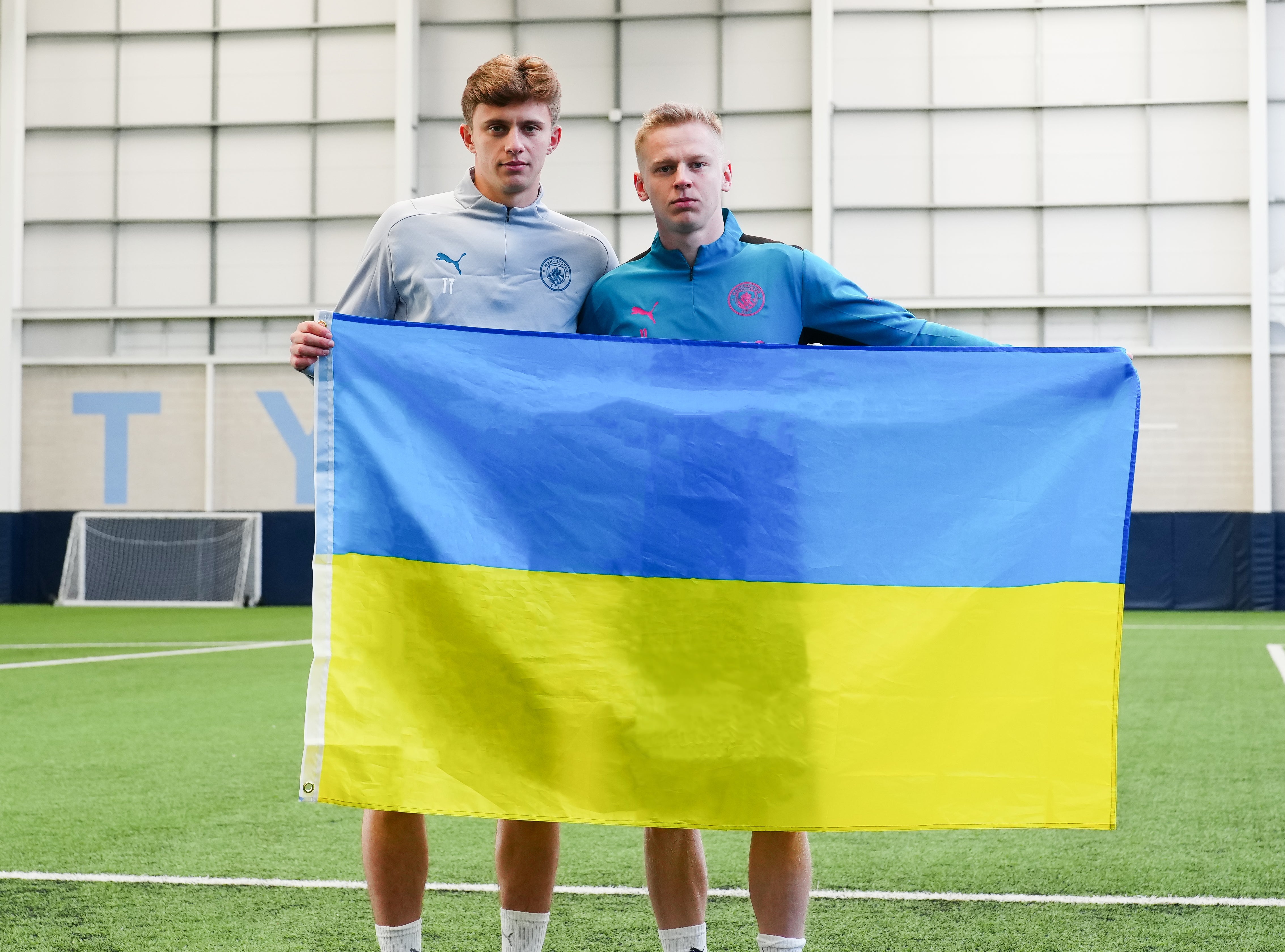 Zinchenko (right) also fixed up for friend and fellow player Andrii Kravchuk (left) to train with City (Manchester City)