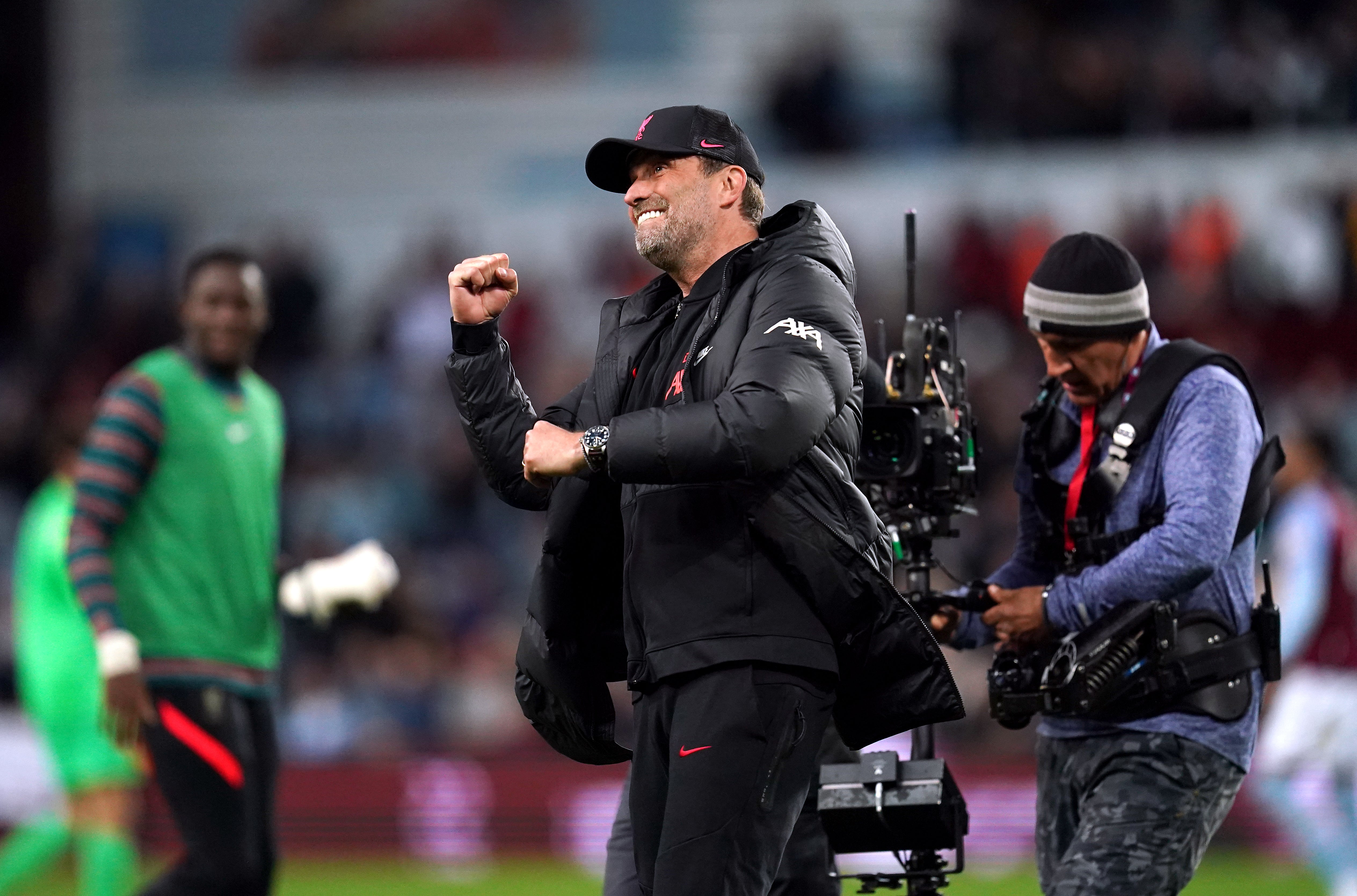 Jurgen Klopp celebrates a win at Aston Villa (Nick Potts/PA)