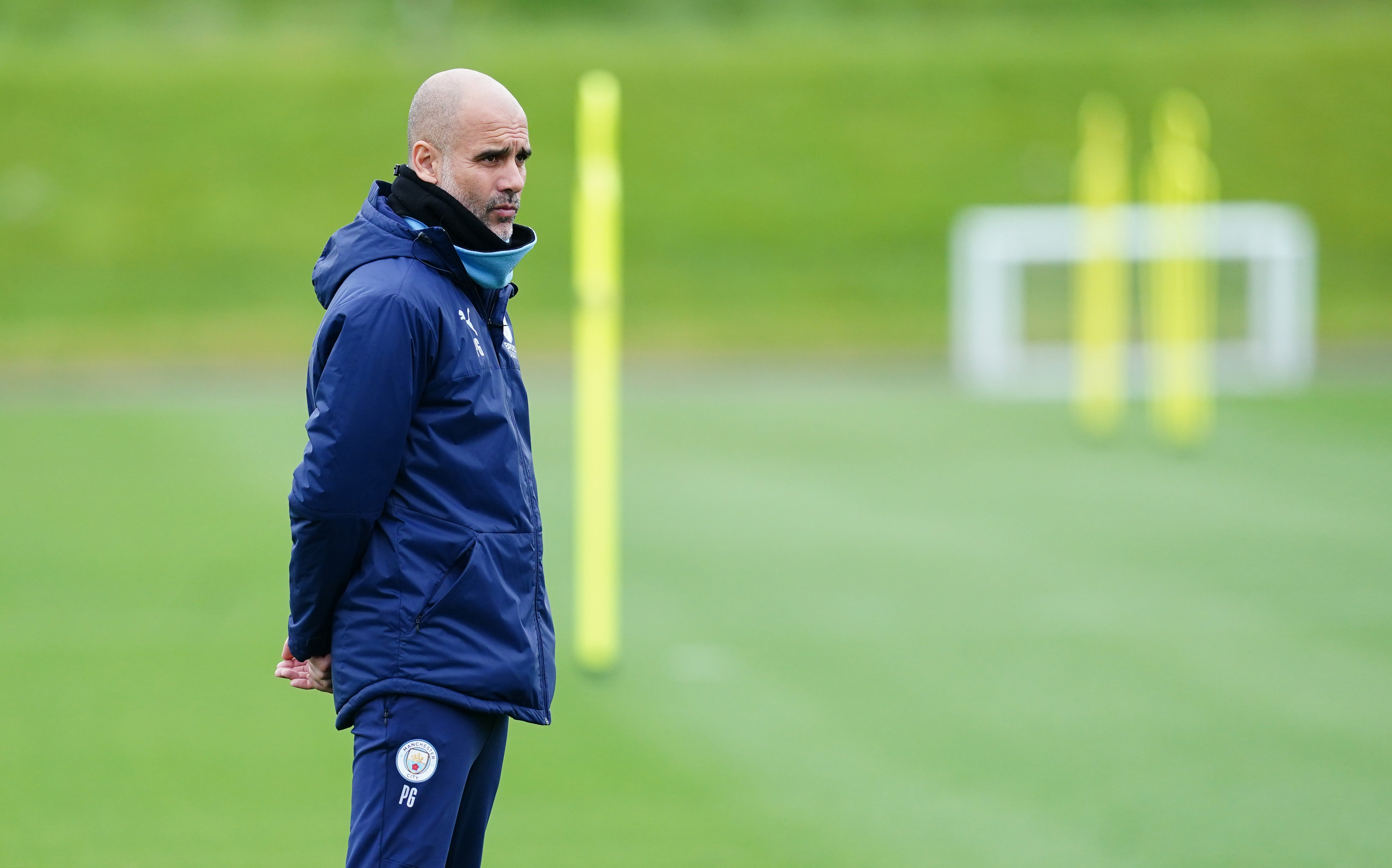 Pep Guardiola feels like Manchester City are now ‘serving’ for the title (Martin Rickett/PA)