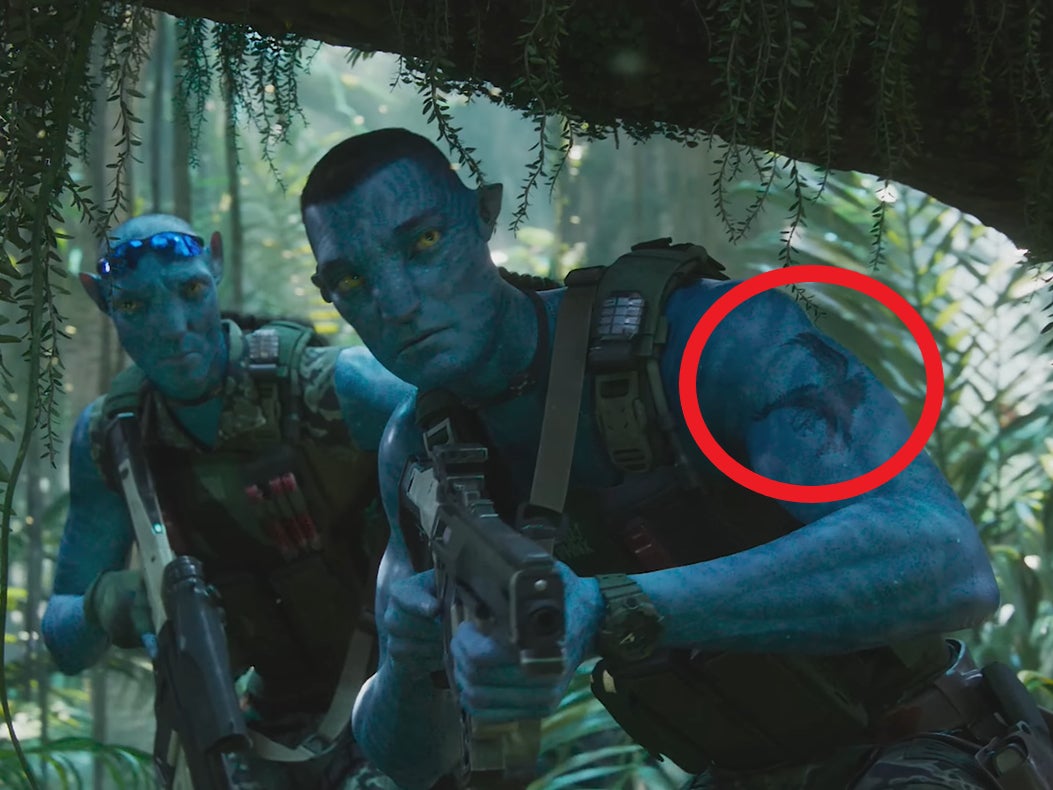 Fans spotted a familiar tattoo in this shot from the ‘Avatar 2’ trailer