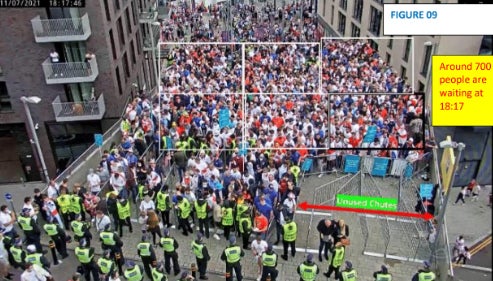 Gathering crowds at the Spanish Steps in the north-west corner of Wembley, hours before the Euro 2020 final kicked off (Baroness Casey review handout/PA)