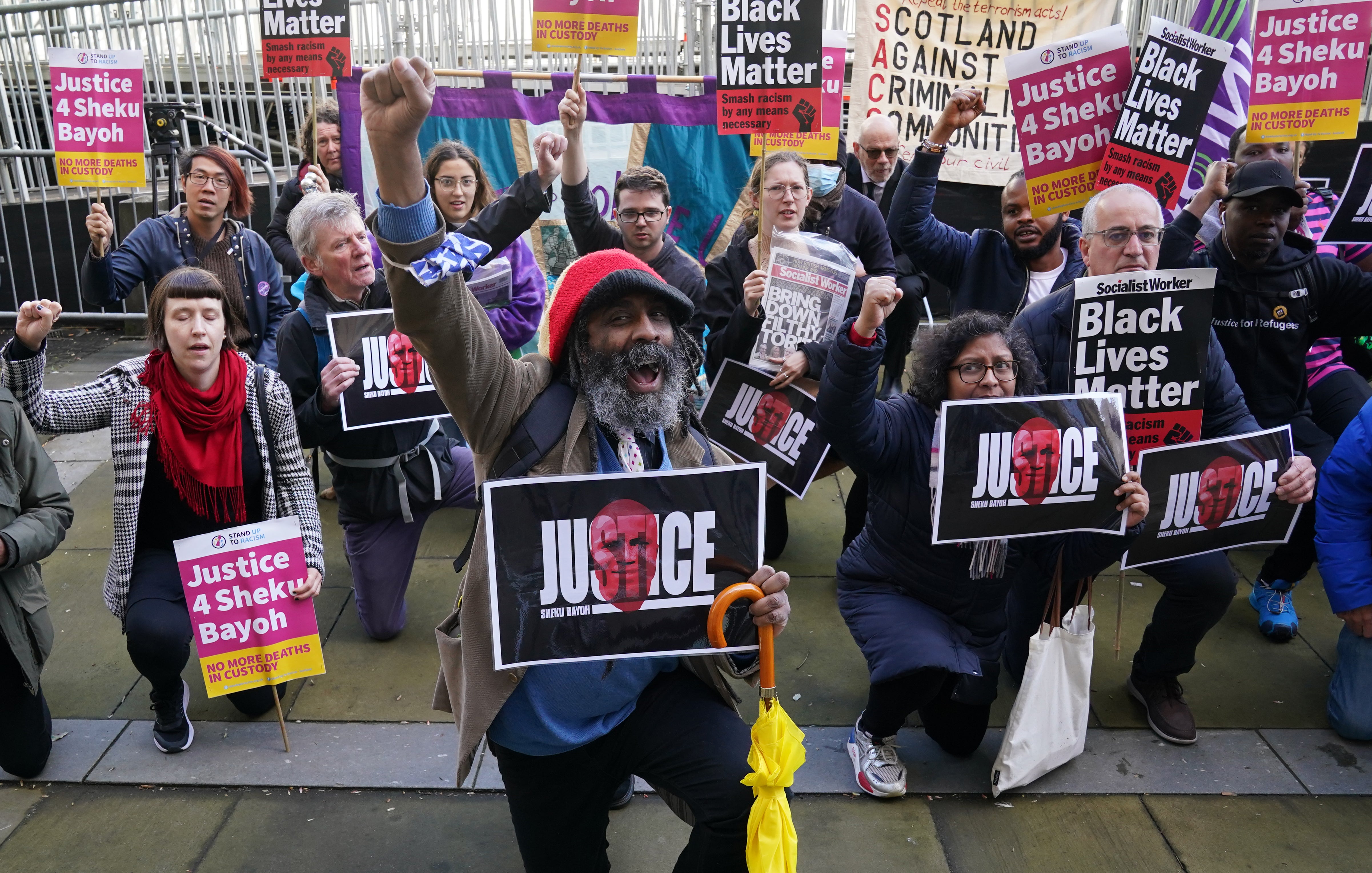 Supporters held a vigil outside Capital House in Edinburgh at the start of a public inquiry into the death of Sheku Bayoh (Andrew Milligan/PA)