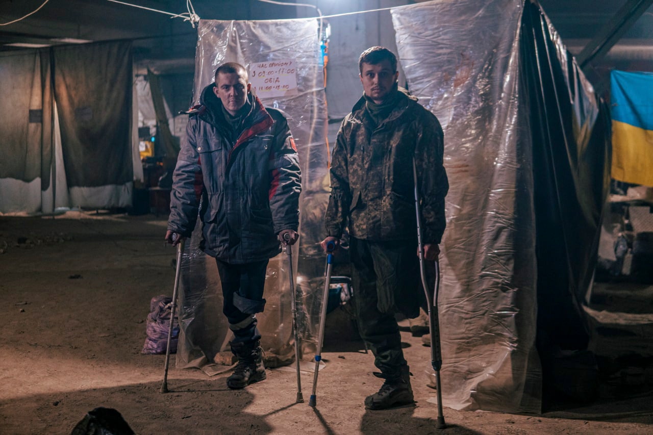 Ukrainian serviceman in a shelter at the Azovstal Iron and Steel Plant in Mariupol