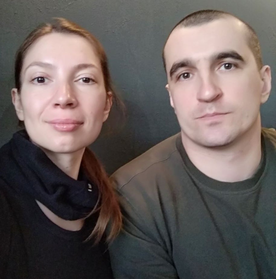 Nataliia and Bogdan Zarytska wed via Telegram last month