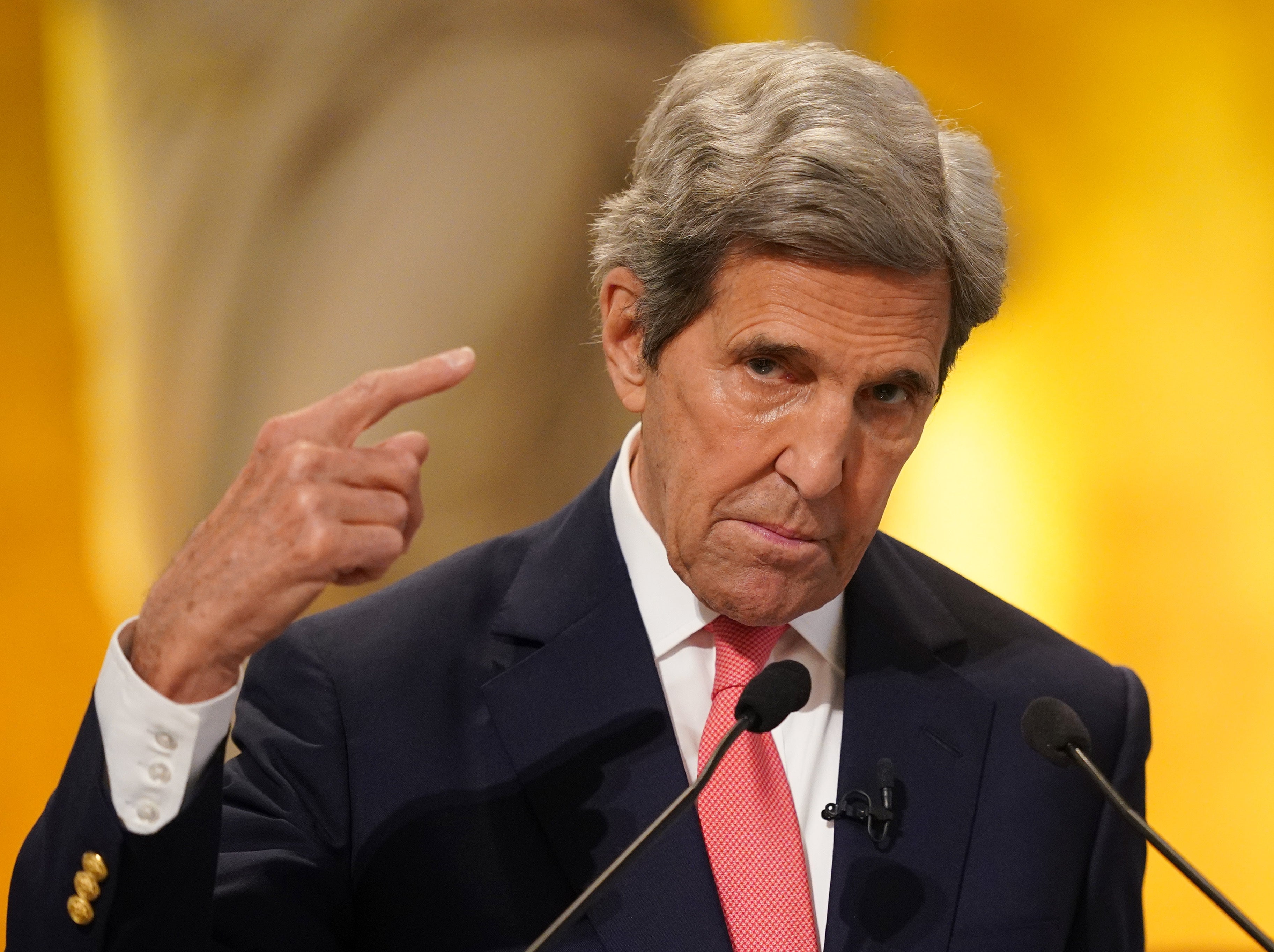 John Kerry, US Special Presidential Envoy for Climate speaks during the Net Zero Delivery Summit at the Mansion House, London (Yui Mok/PA)