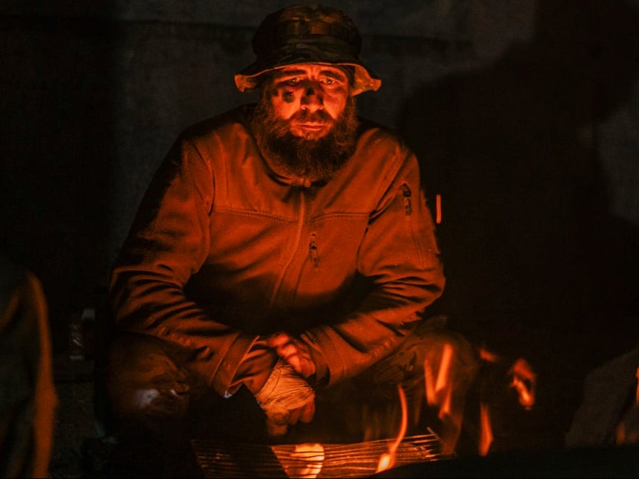 An injured Ukrainian serviceman sheltering at the Azovstal steel plant