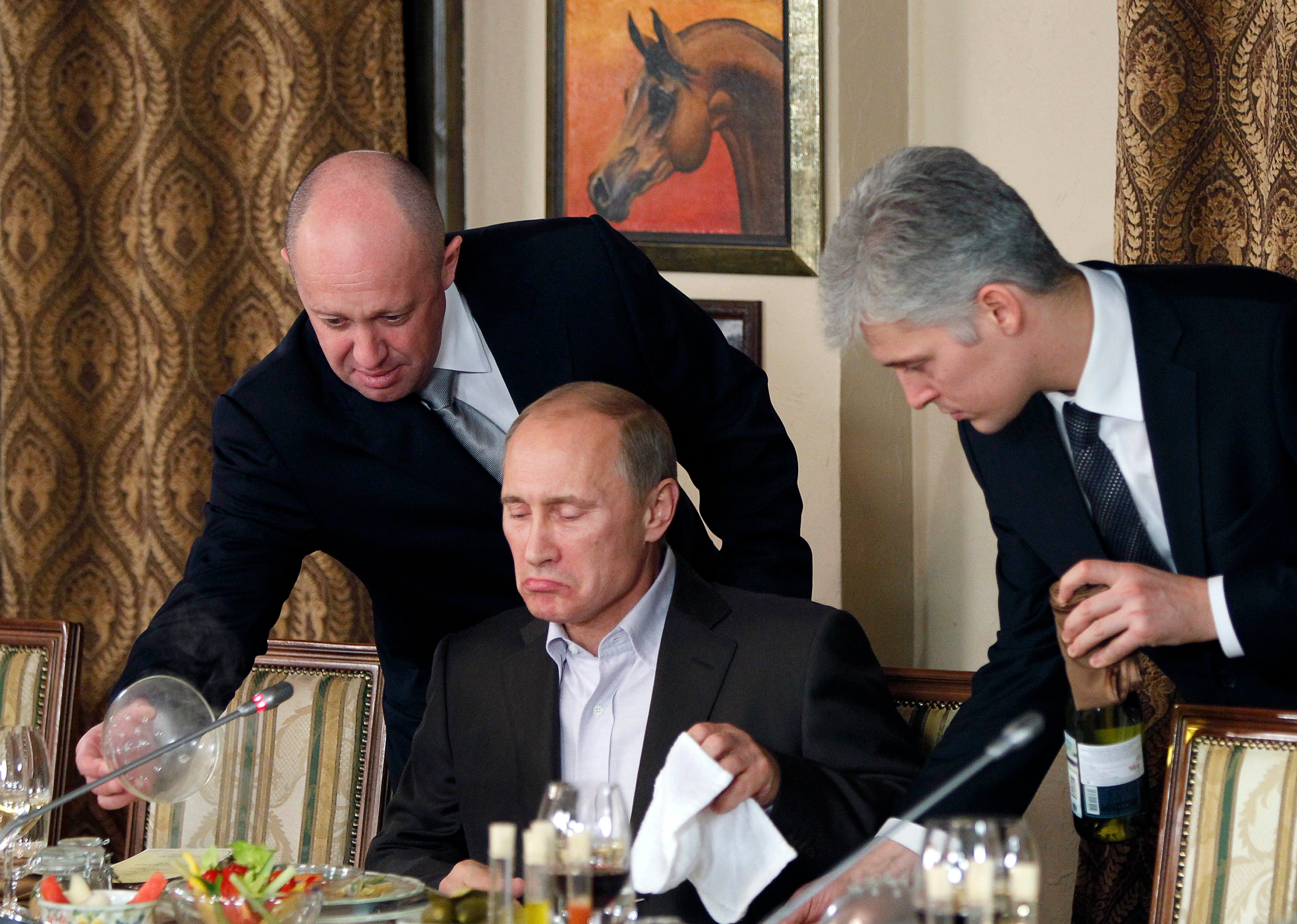 The Wagner Group is widely believed to be owned or financed by Yevgeny Prigozhin (left), often referred to as ‘Putin’s chef’ because of his past catering contracts with the Kremlin