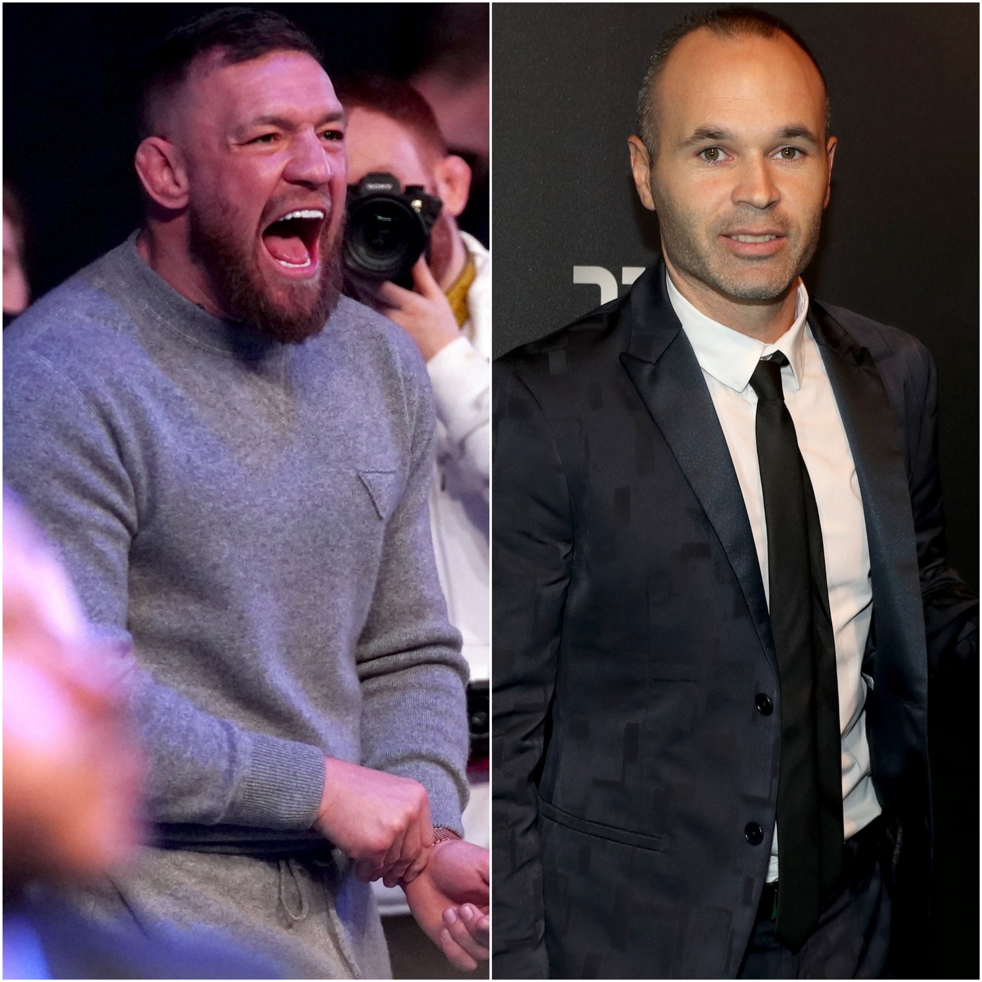 Conor McGregor and Andres Iniesta (Brian Lawless/Adam Davy/PA)